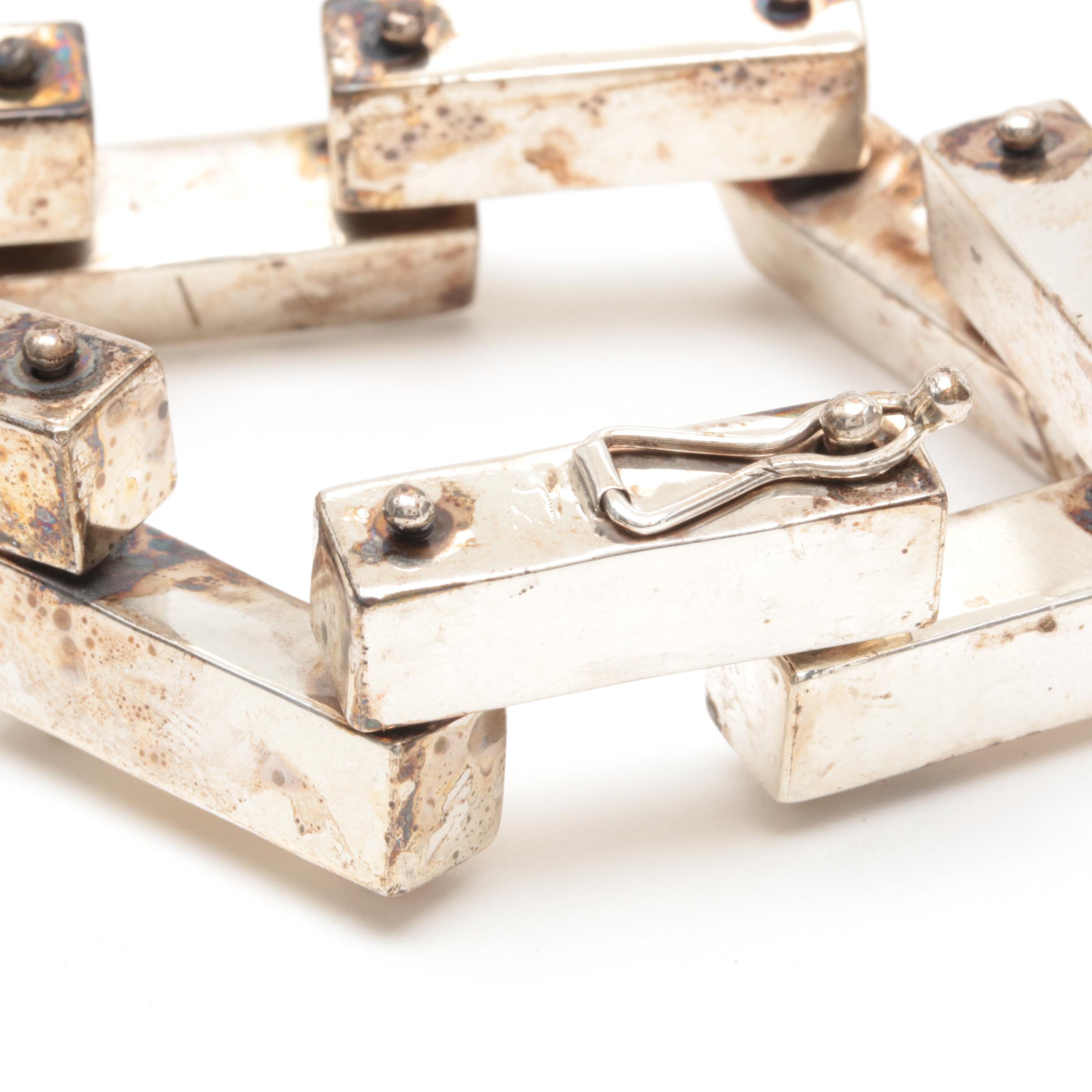 Sterling Silver Bar Link Bracelet