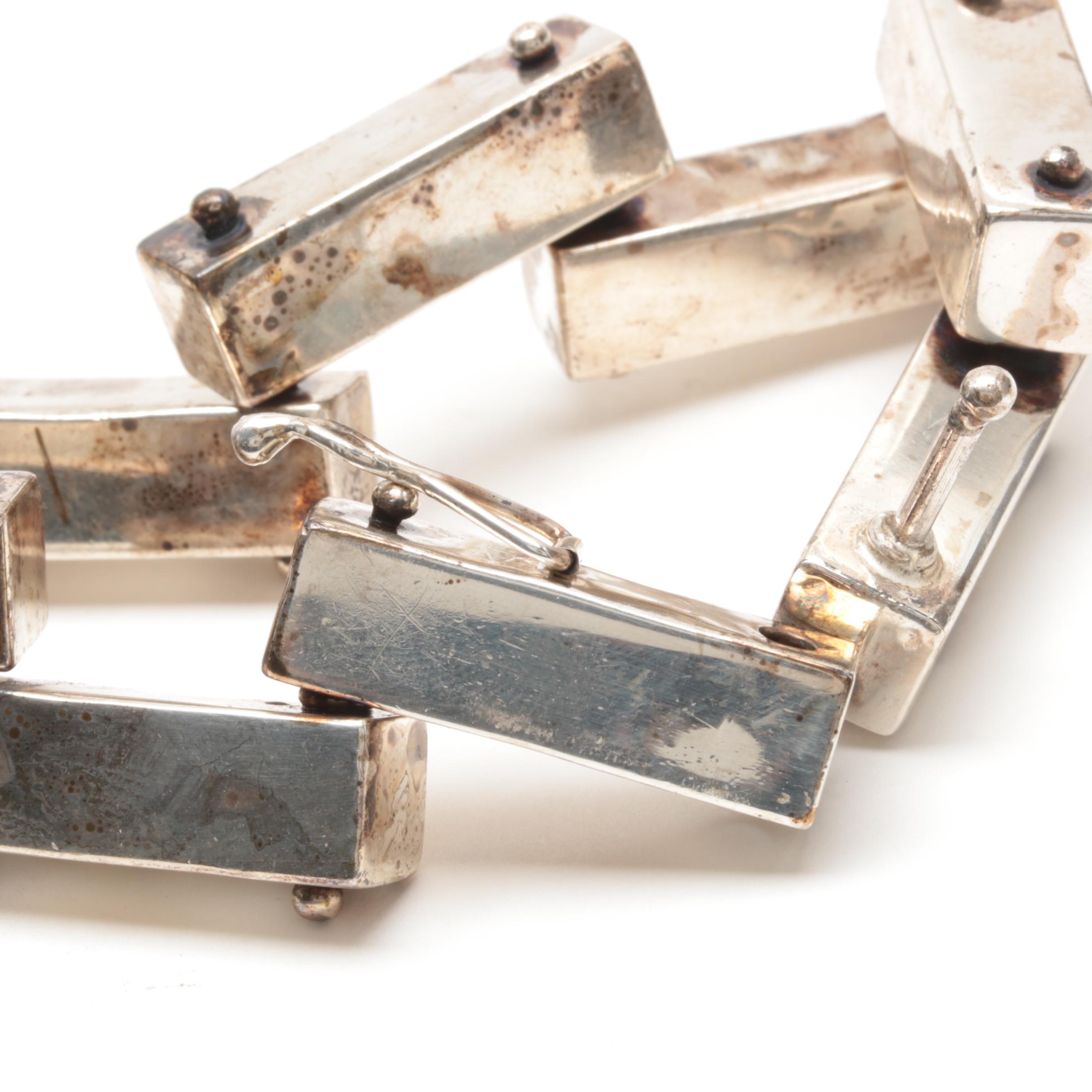 Sterling Silver Bar Link Bracelet