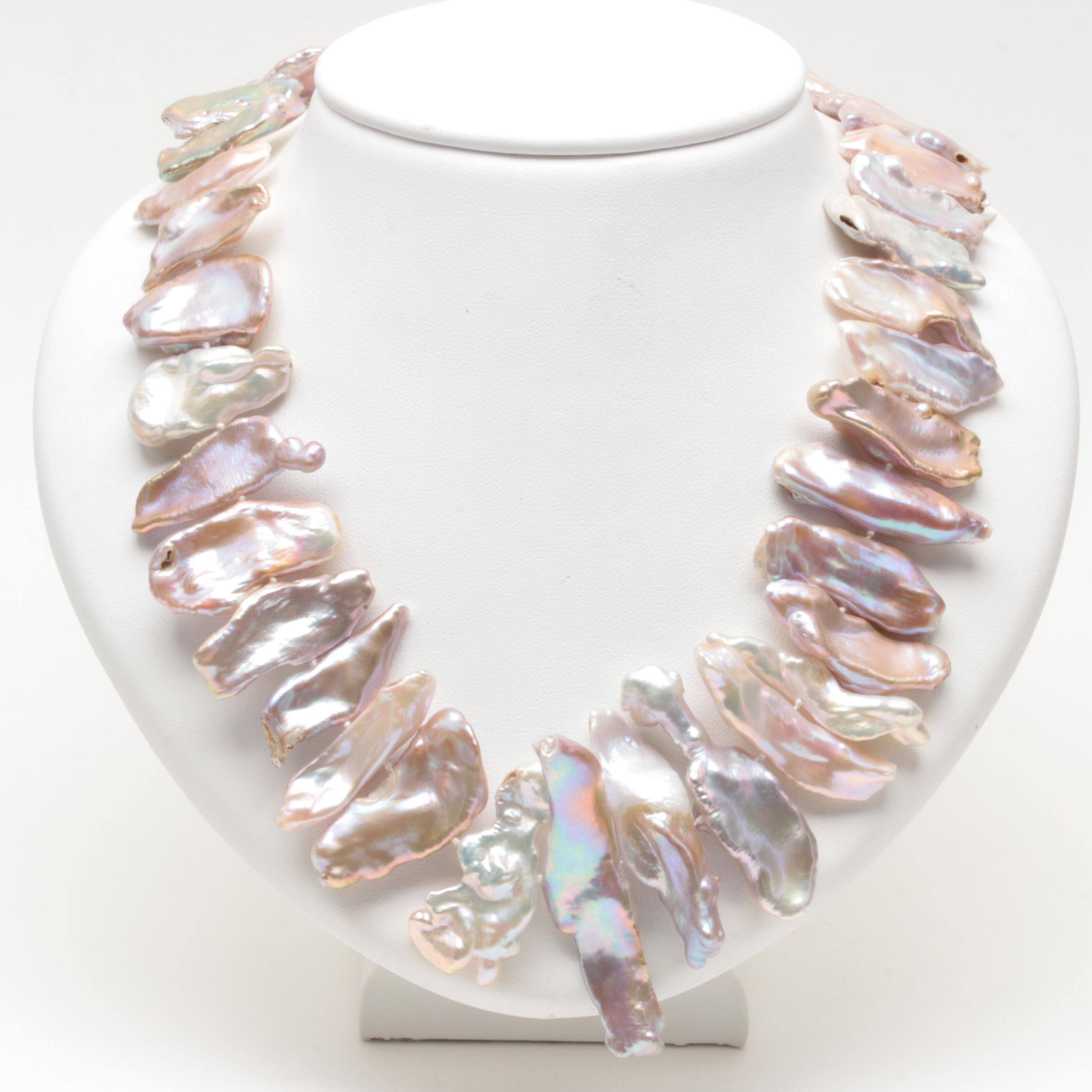 Sterling Silver Keshi Cultured Pearl Necklace