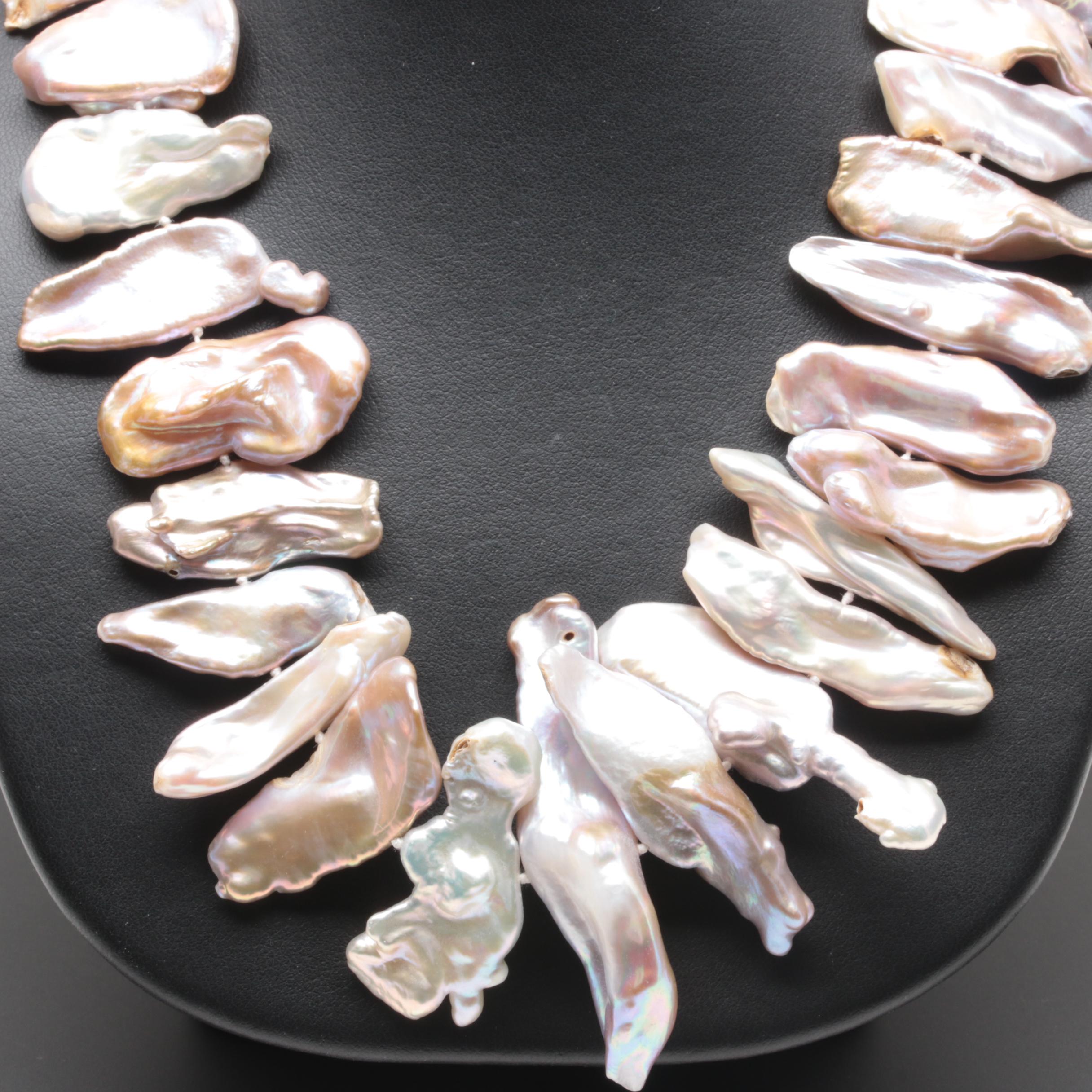 Sterling Silver Keshi Cultured Pearl Necklace