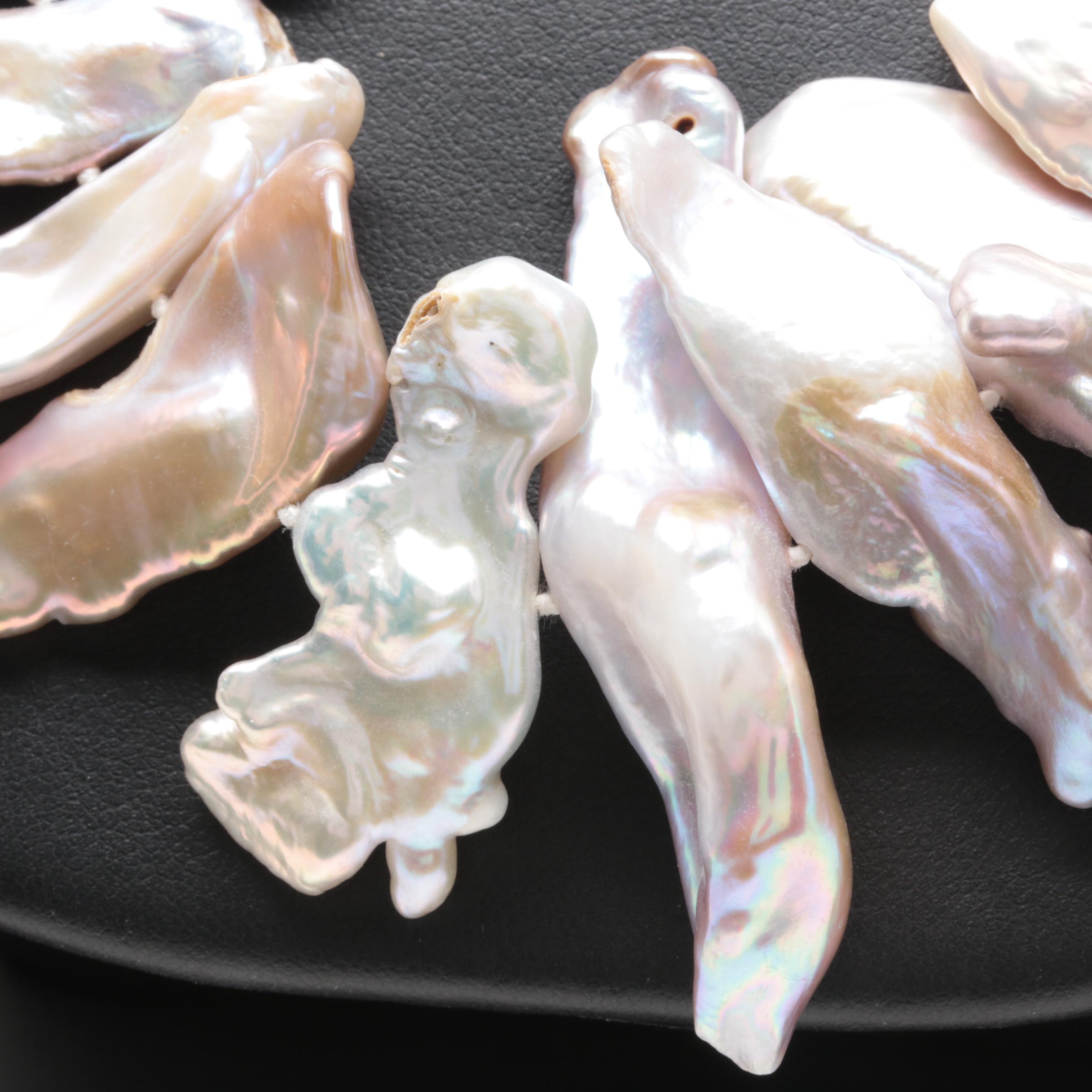 Sterling Silver Keshi Cultured Pearl Necklace