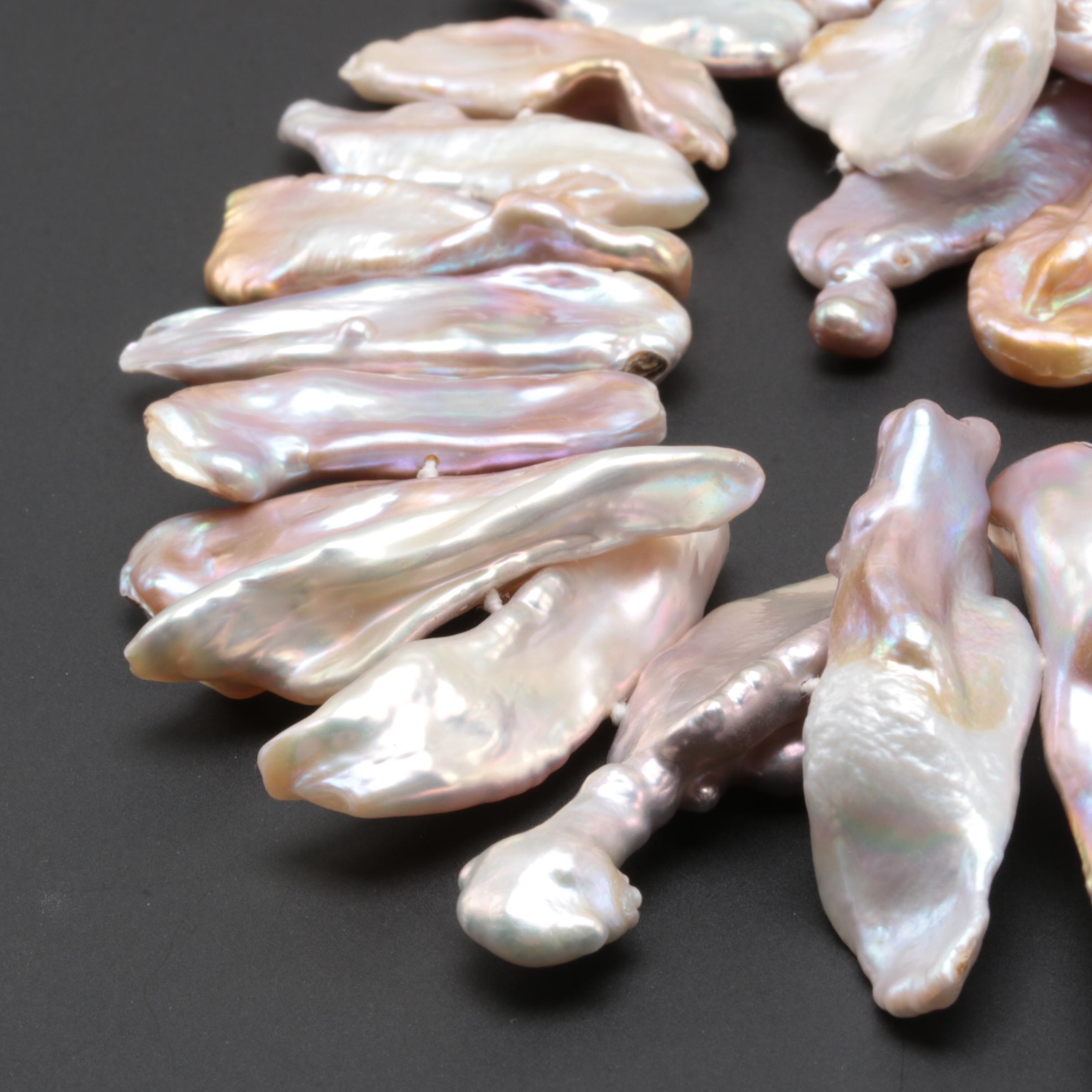 Sterling Silver Keshi Cultured Pearl Necklace