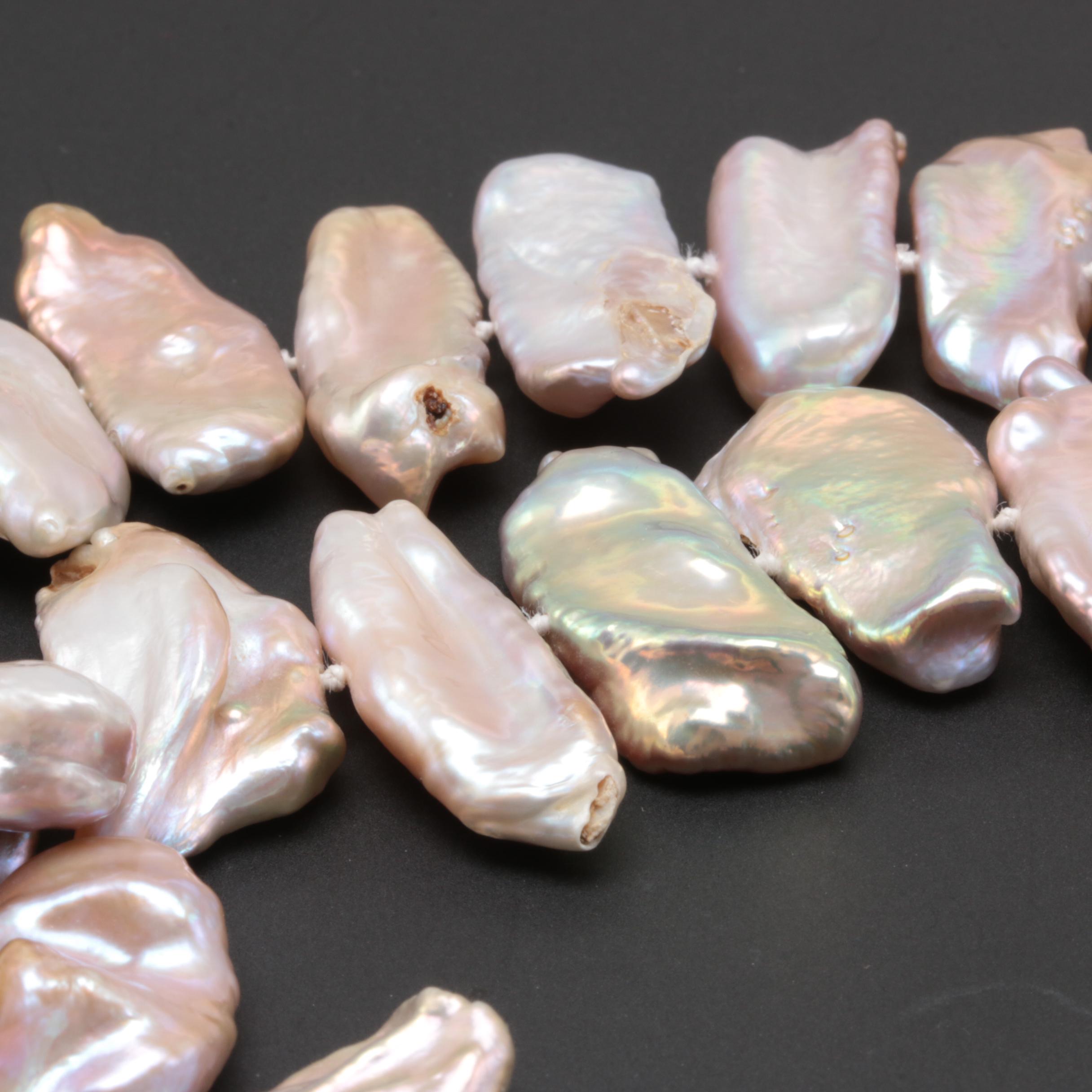 Sterling Silver Keshi Cultured Pearl Necklace