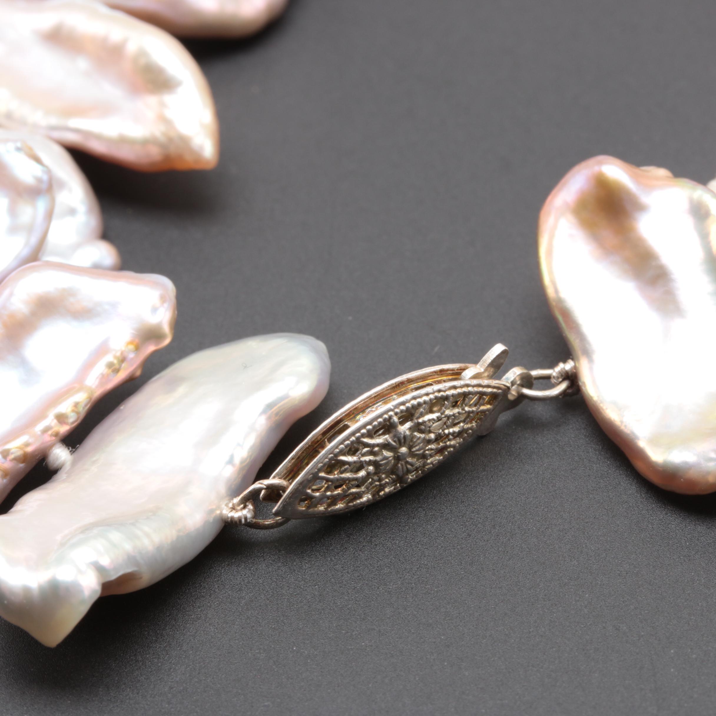 Sterling Silver Keshi Cultured Pearl Necklace