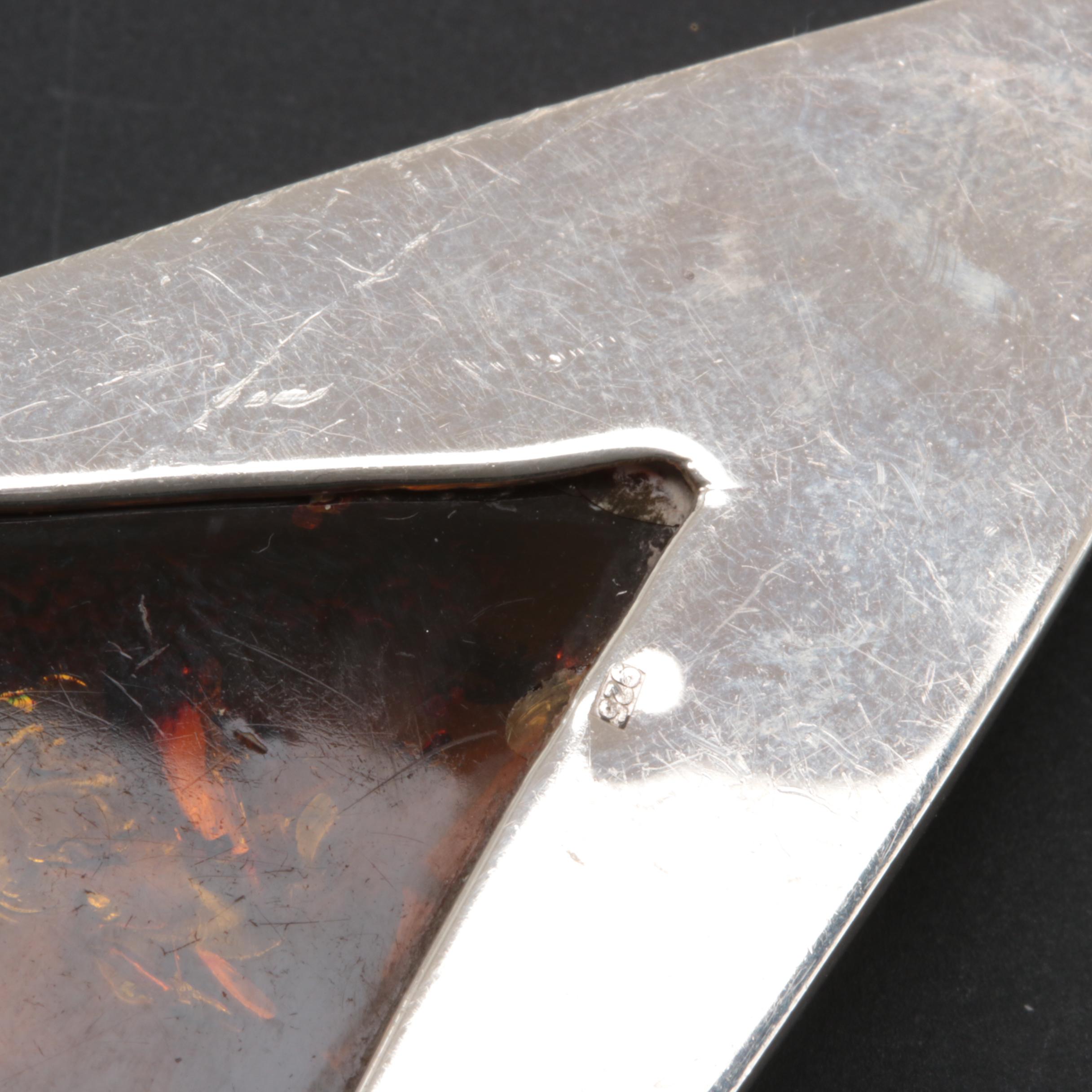 Mexican Sterling Silver Amber Necklace