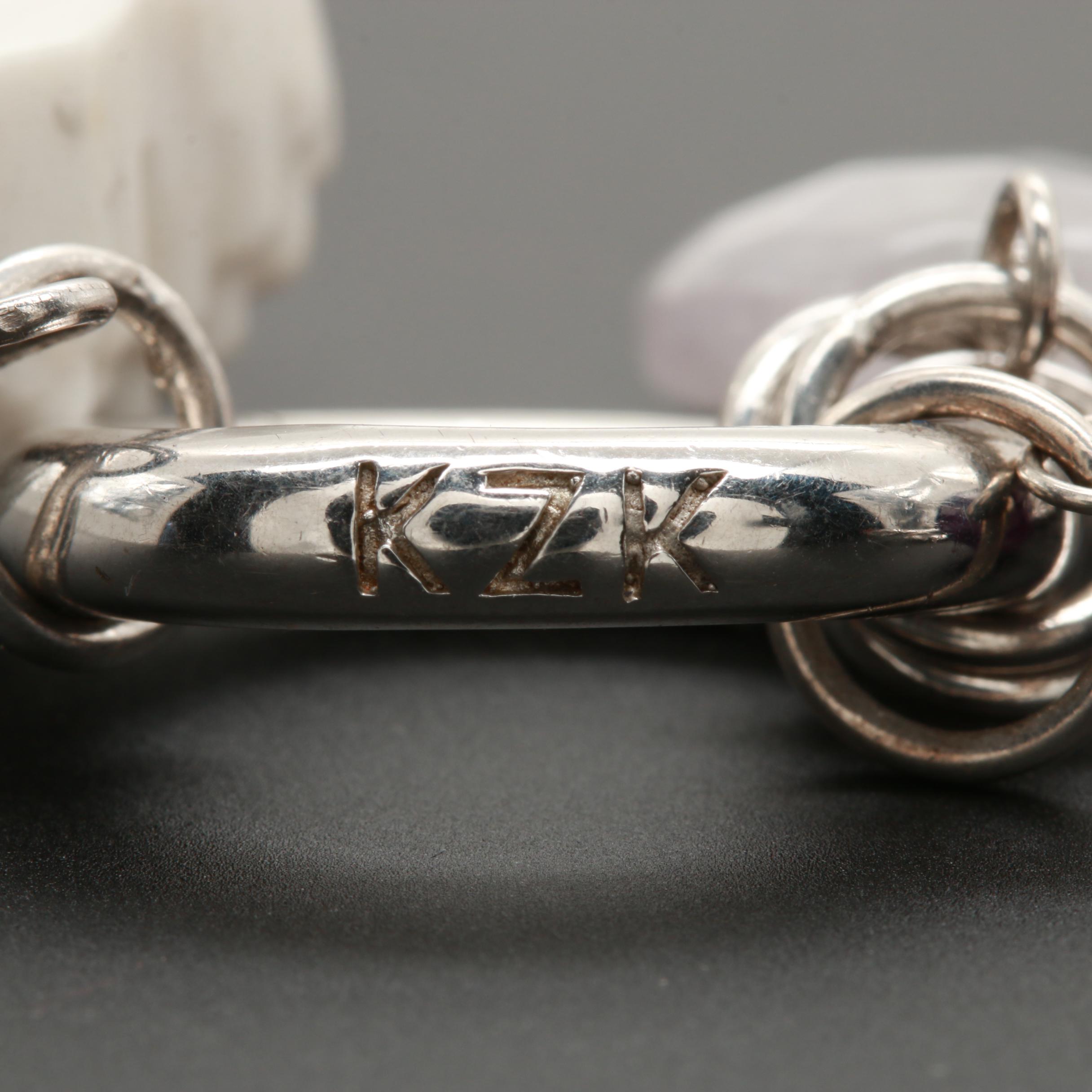 Kane & Zach King Sterling Silver Howlite, Amethyst and Quartz Bracelet