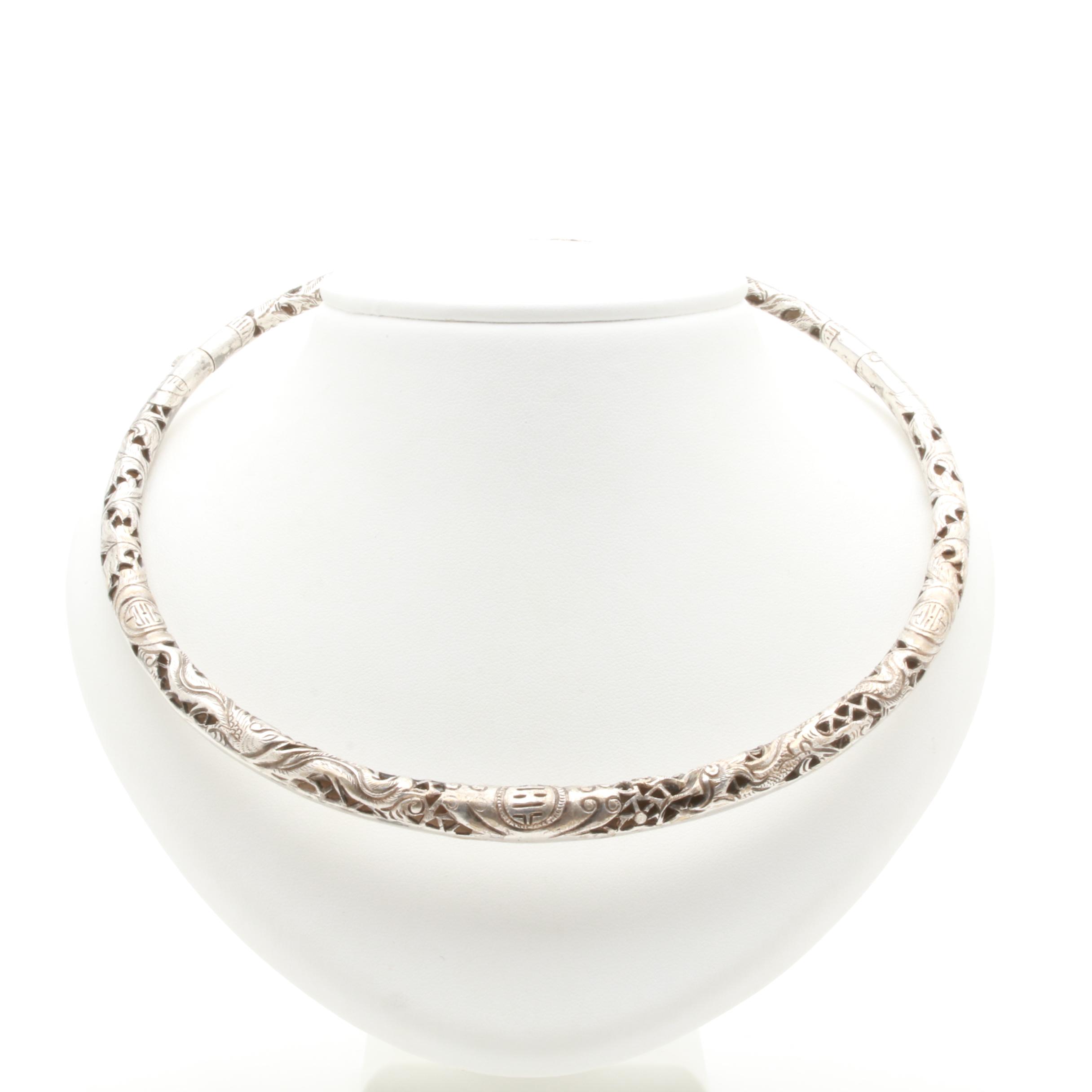 Sterling Silver Bracelet and Silver Tone Necklace