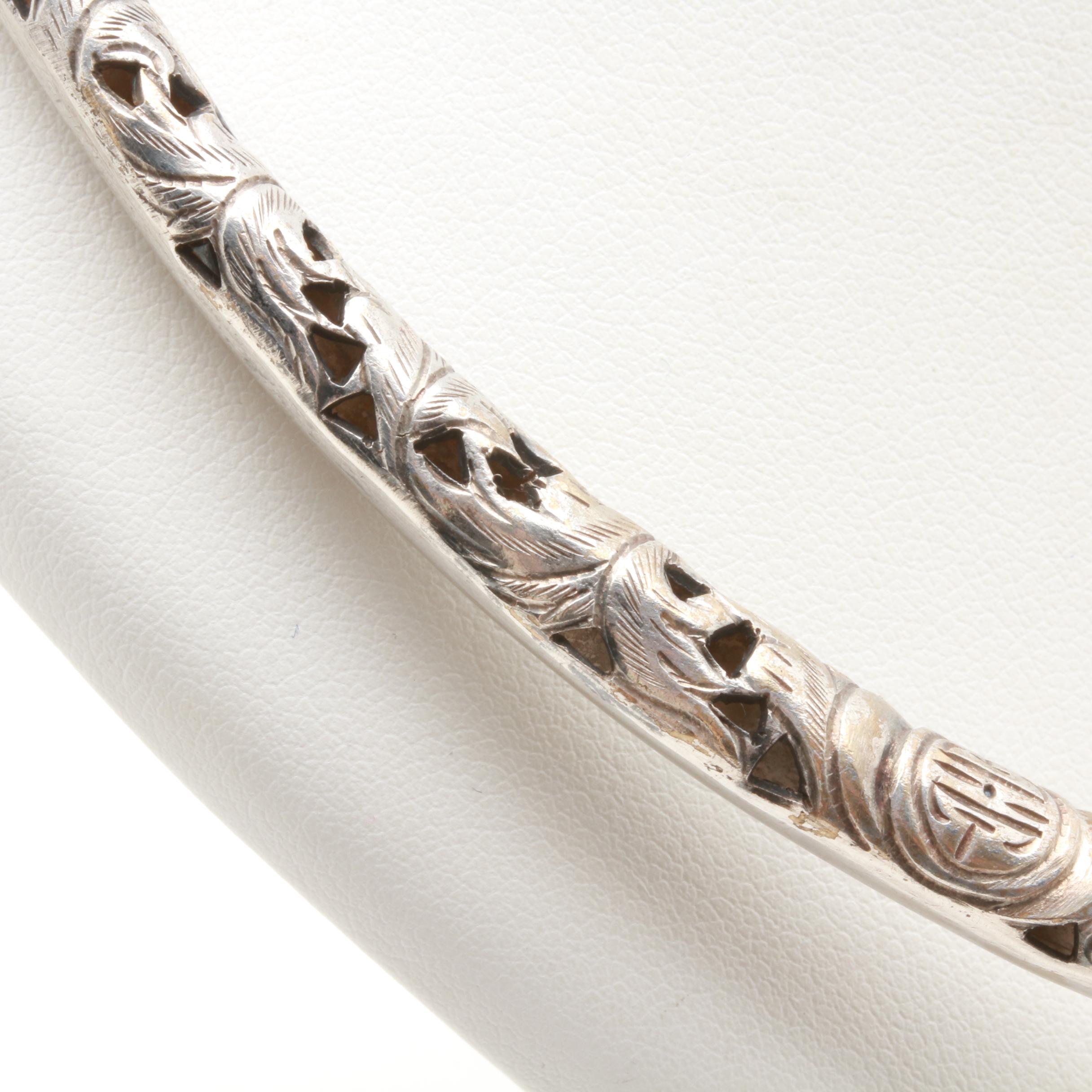 Sterling Silver Bracelet and Silver Tone Necklace