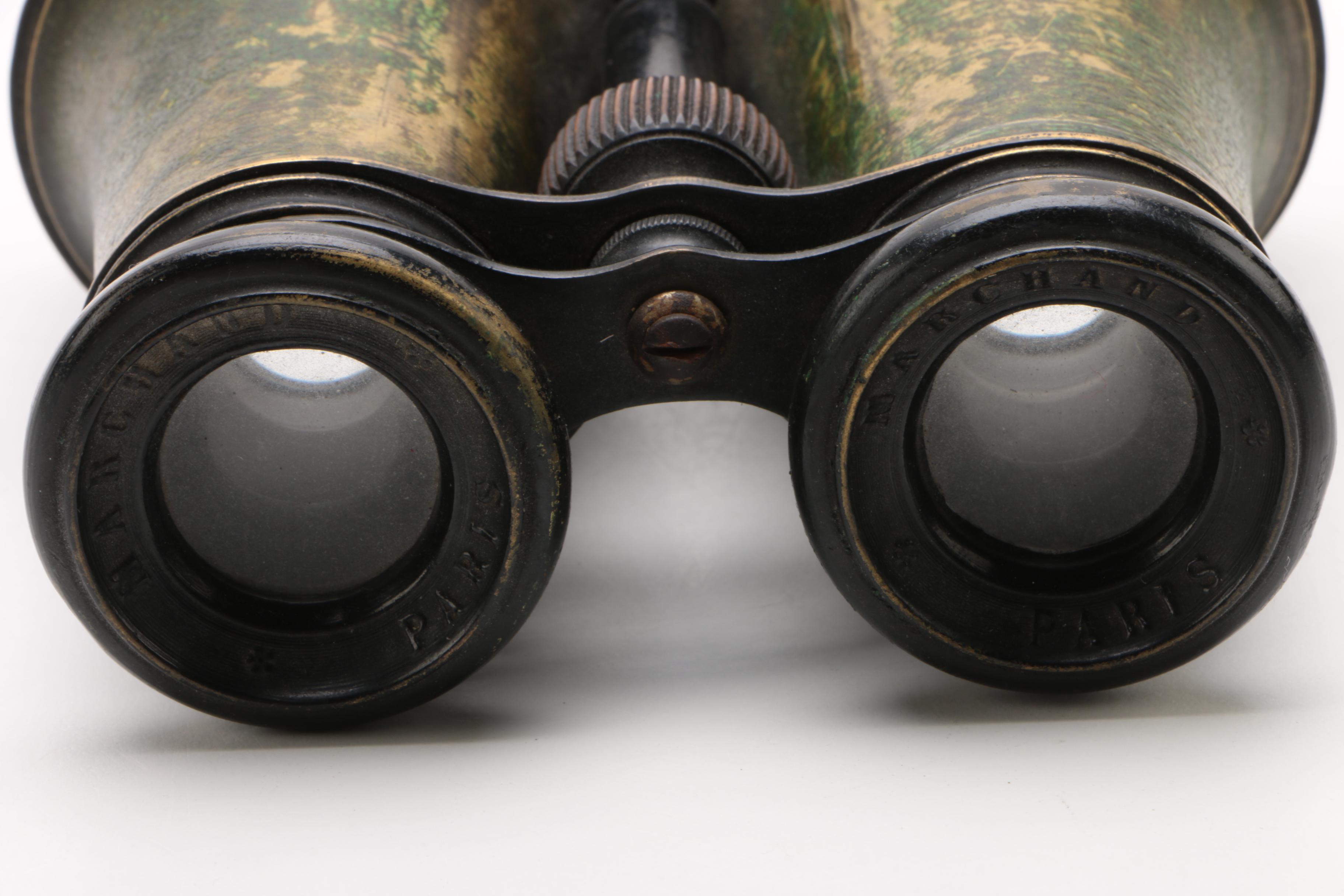 WWI Era Marchand Field Glasses and Opera Glasses with Bone and Mother of Pearl