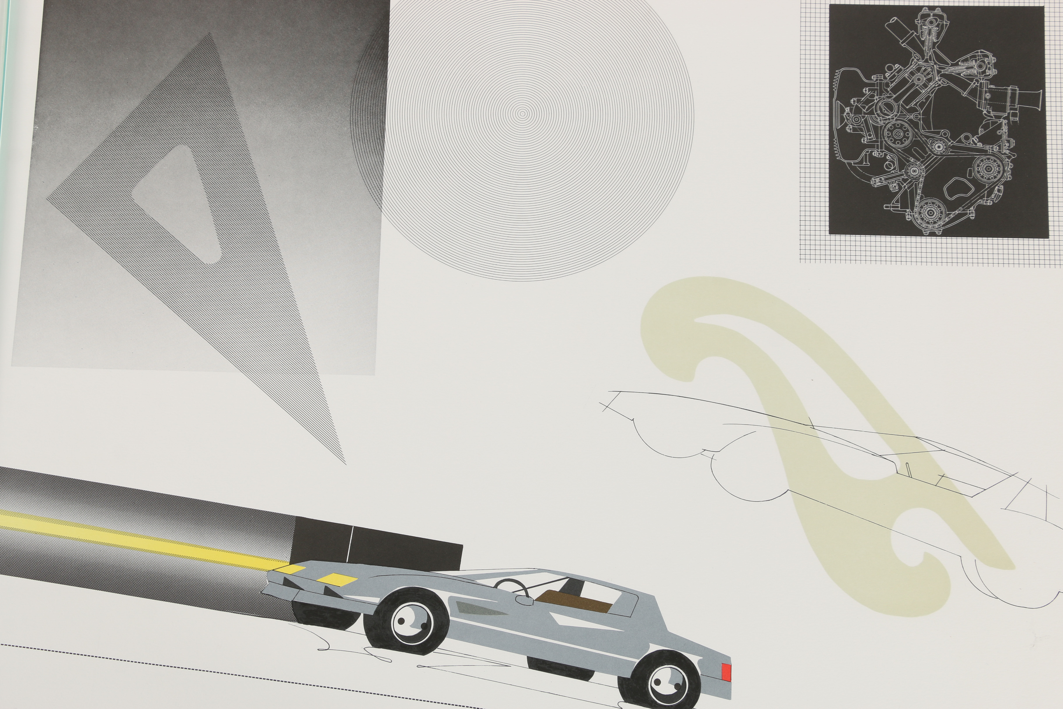 Raymond Loewy Lithograph "Car with French Curve"