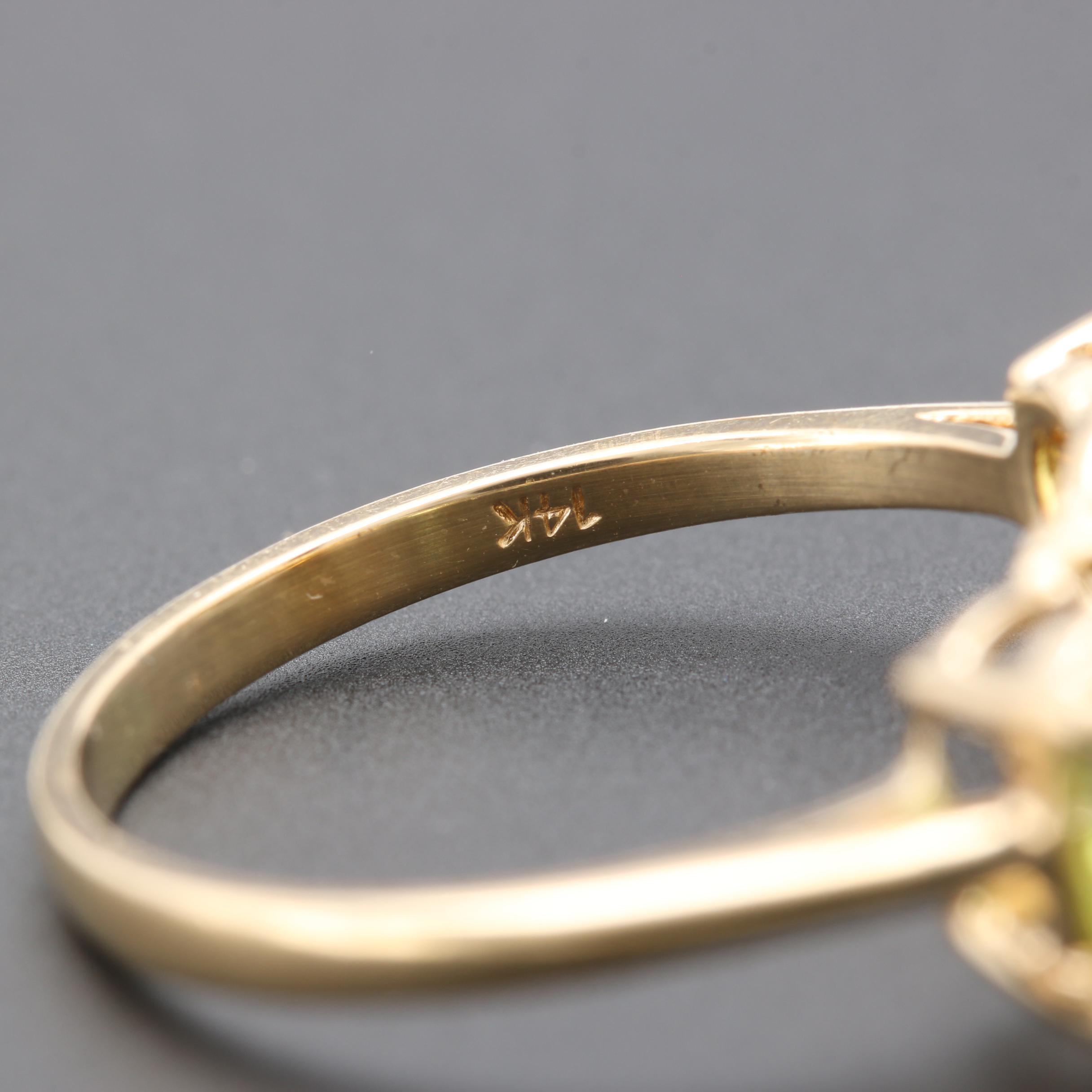 14K Yellow Gold Citrine and Peridot Ring