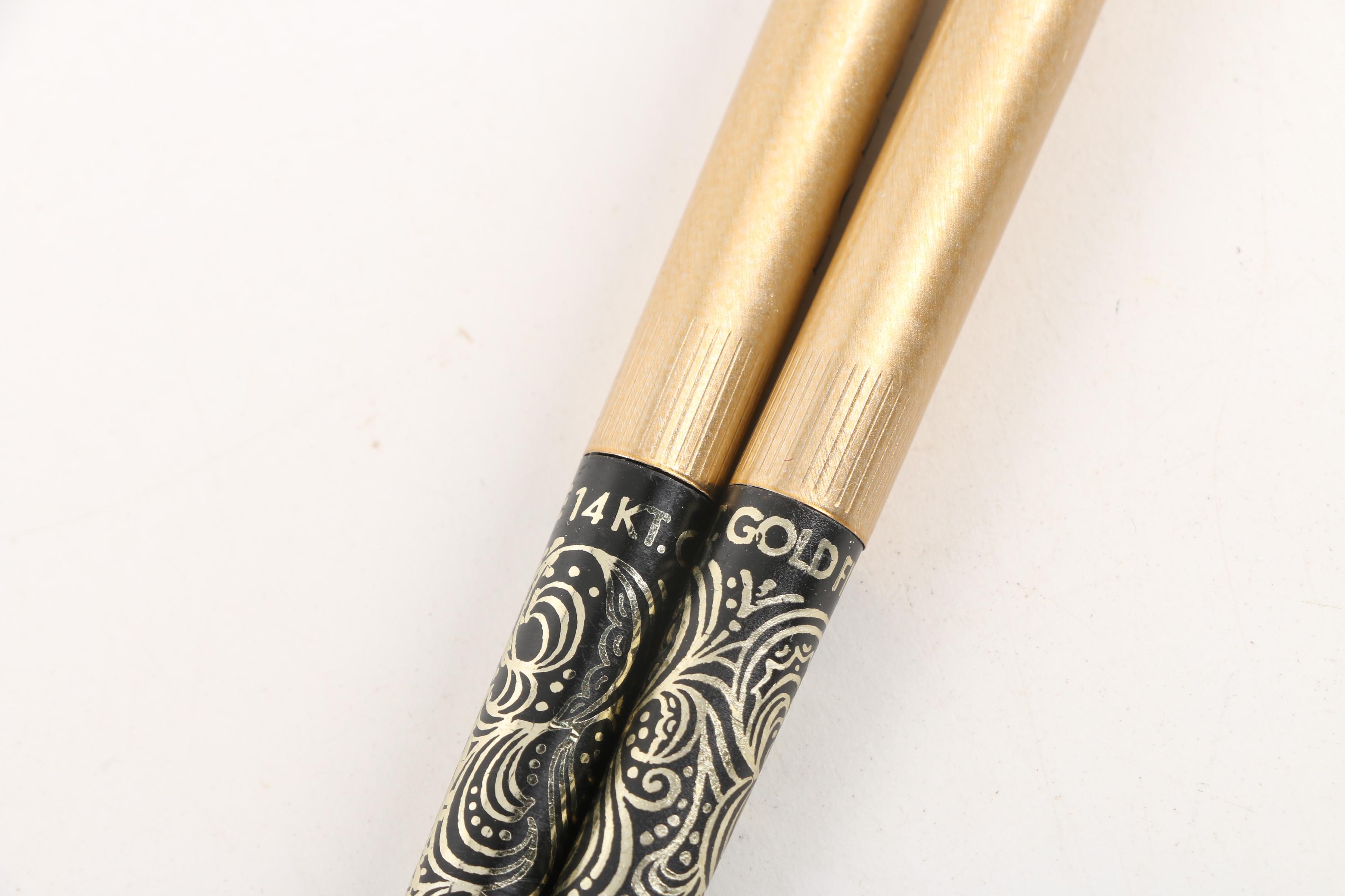 Vintage Arpege 14K Gold Filigree Chanel No. 5 Perfumed Ballpoint Pens