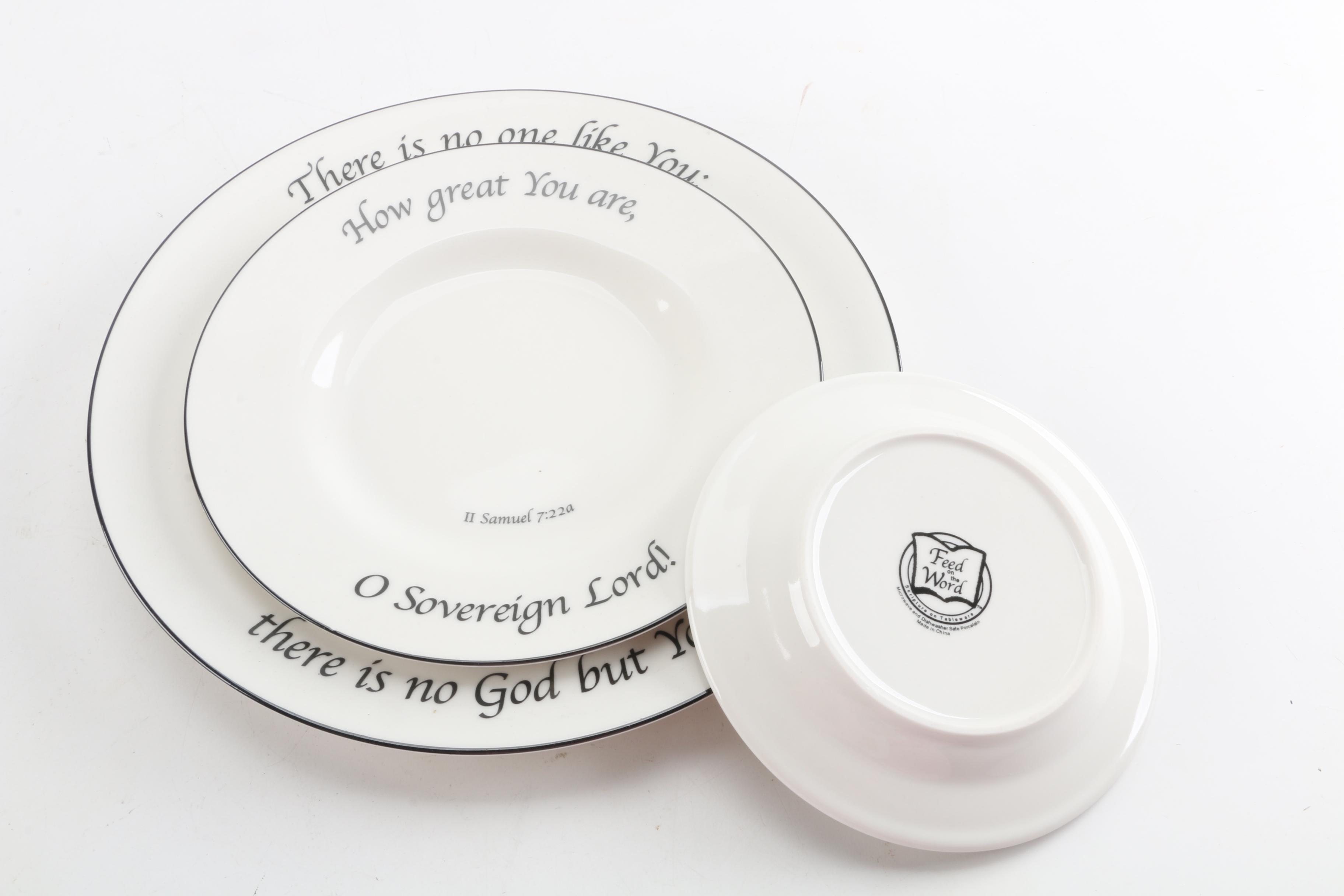 Ceramic Child Figurines and Religious-Themed Dishes