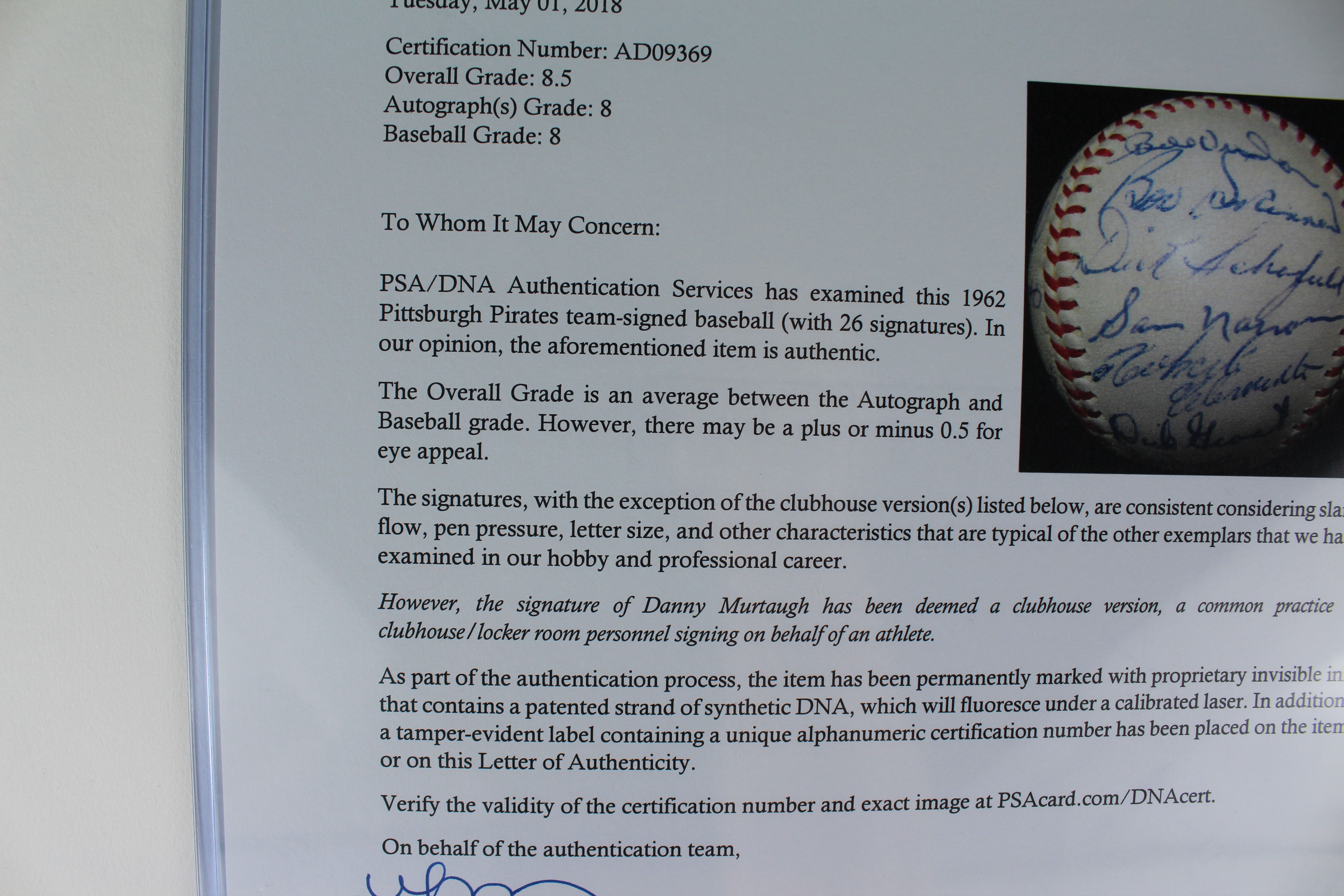 Roberto Clemente Signed 1962 Pittsburgh Pirates Team Ball PSA COA