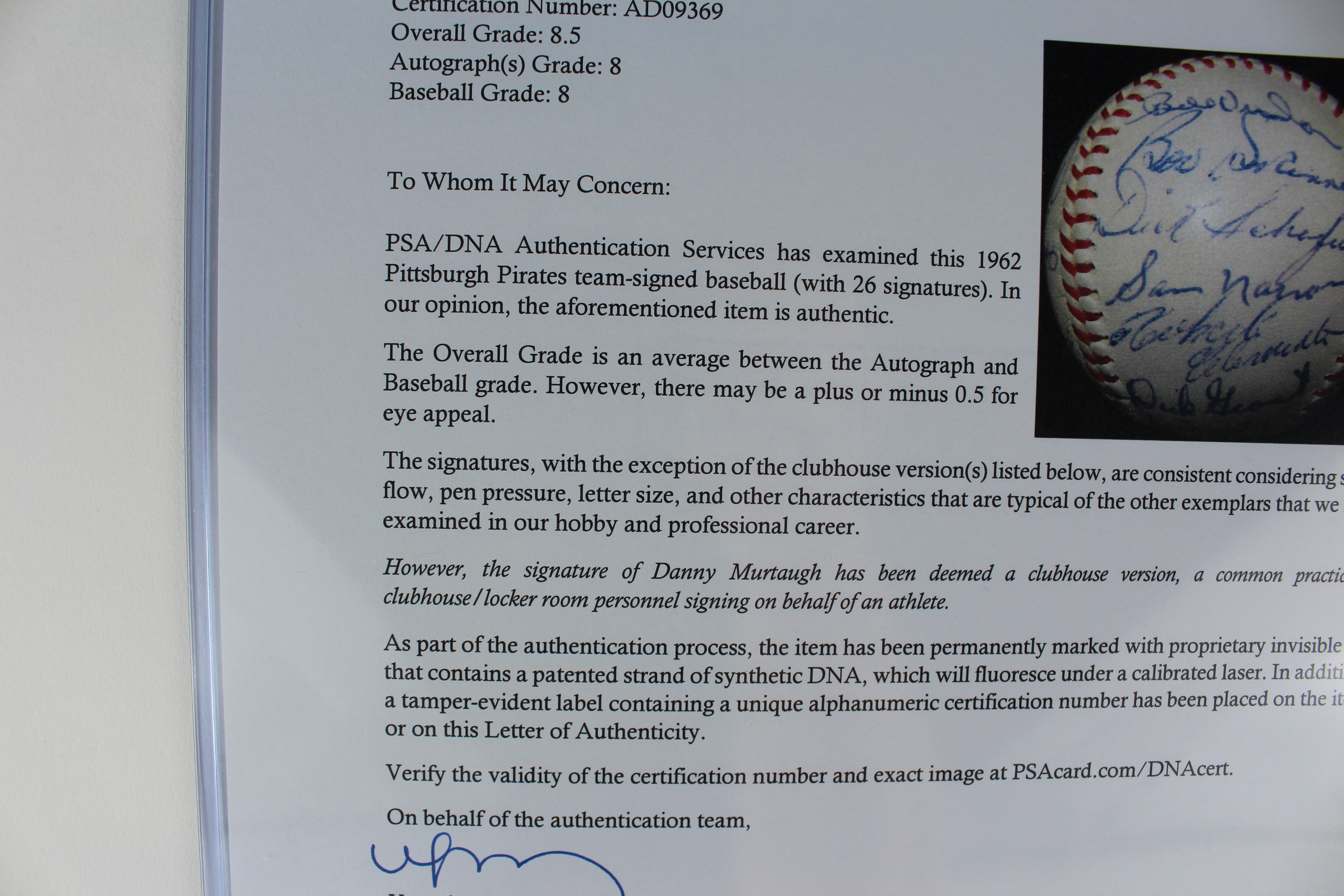 Roberto Clemente Signed 1962 Pittsburgh Pirates Team Ball PSA COA