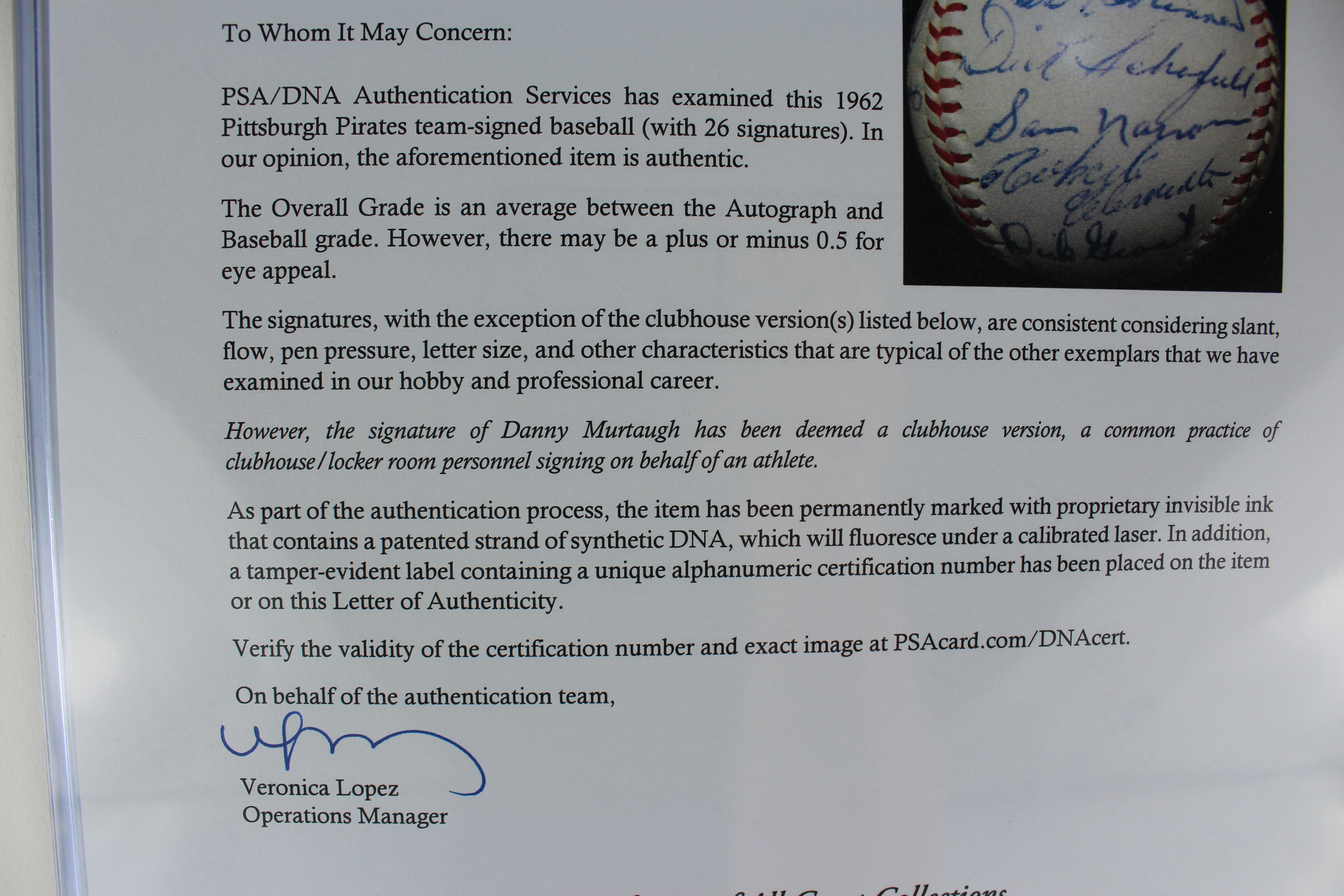 Roberto Clemente Signed 1962 Pittsburgh Pirates Team Ball PSA COA