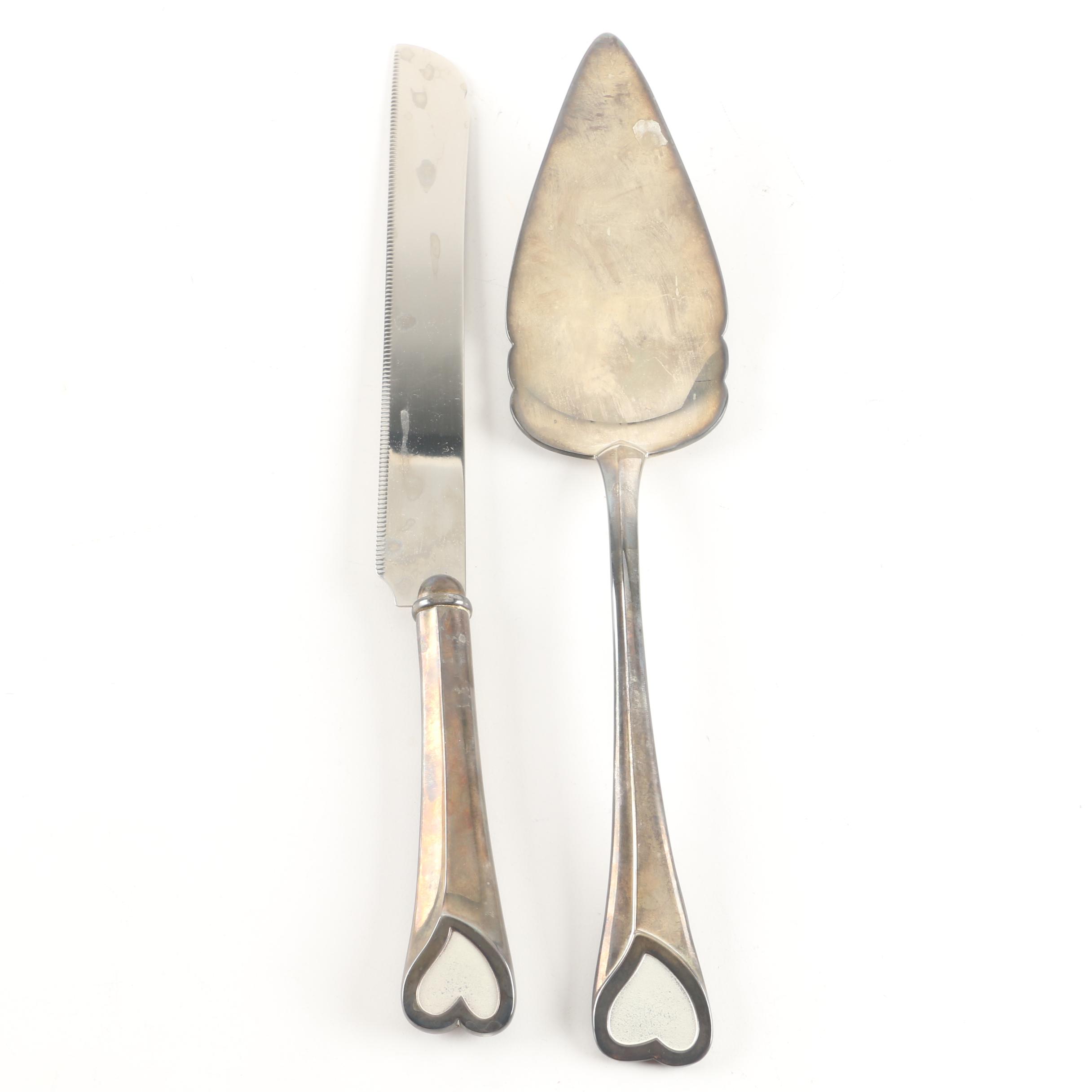 Lenox "Wedding Promises" Silver Plate Cake Knife and Server Set