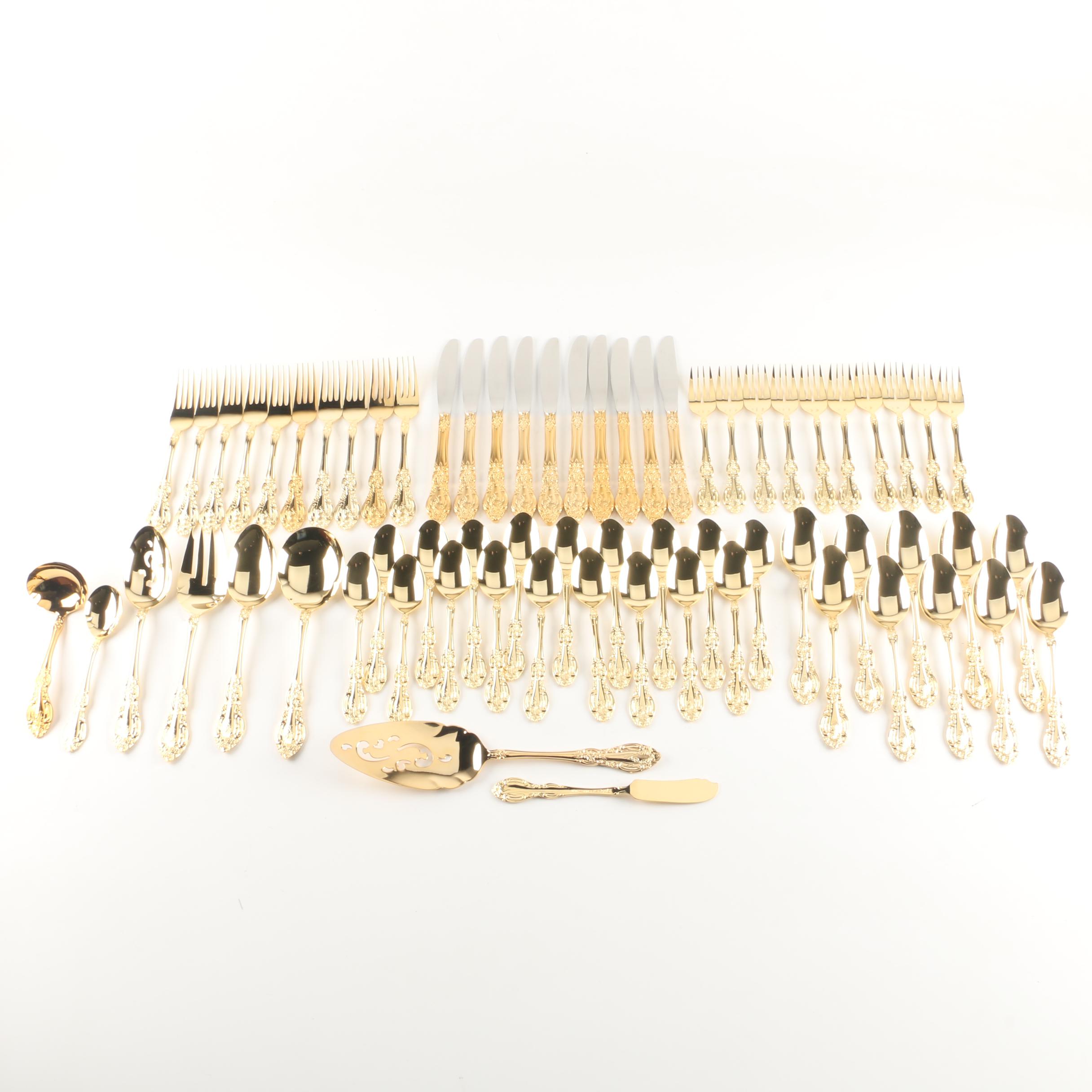 24K Gold Plated "Springtime" Stainless Steel Flatware Set