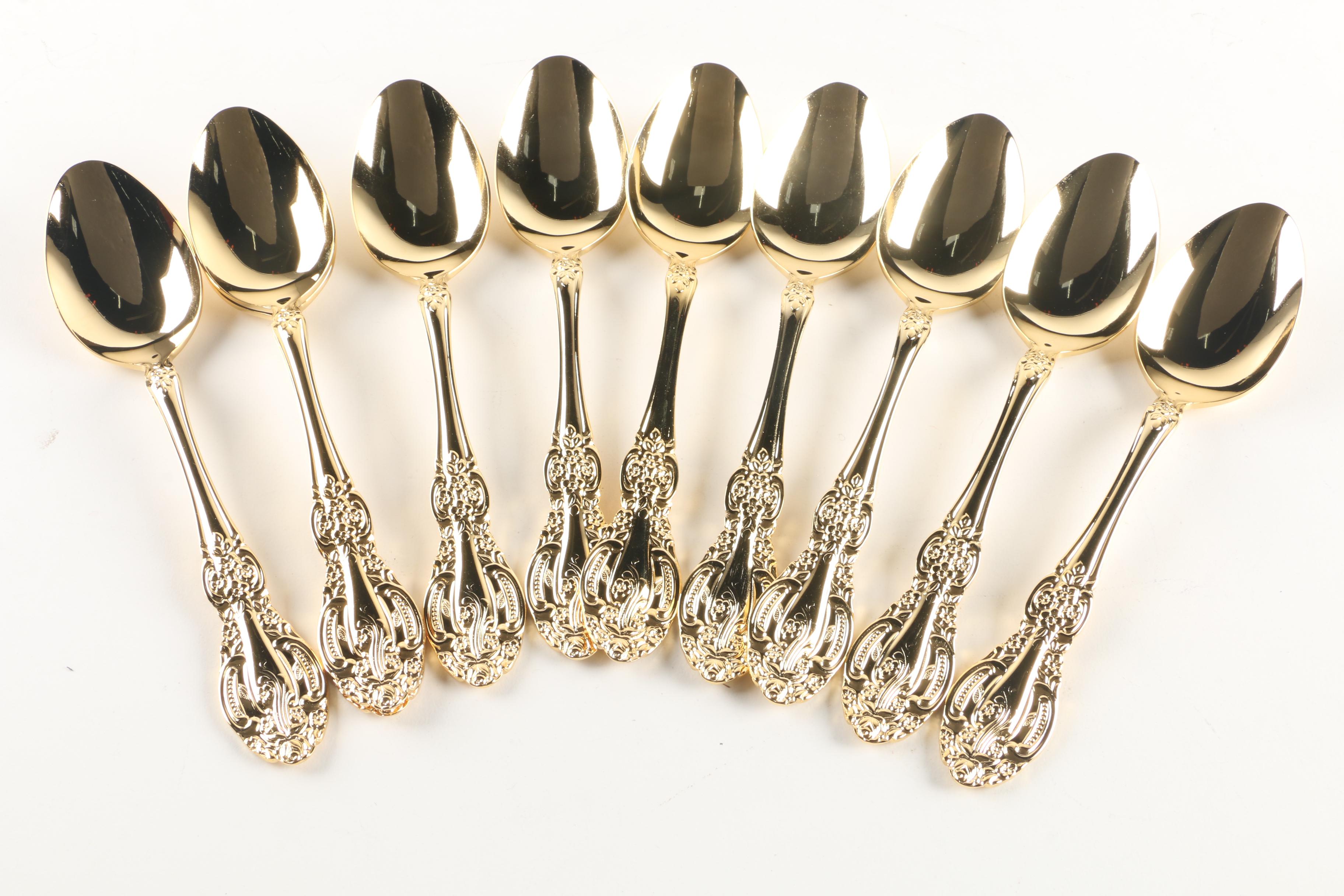 24K Gold Plated "Springtime" Stainless Steel Flatware Set