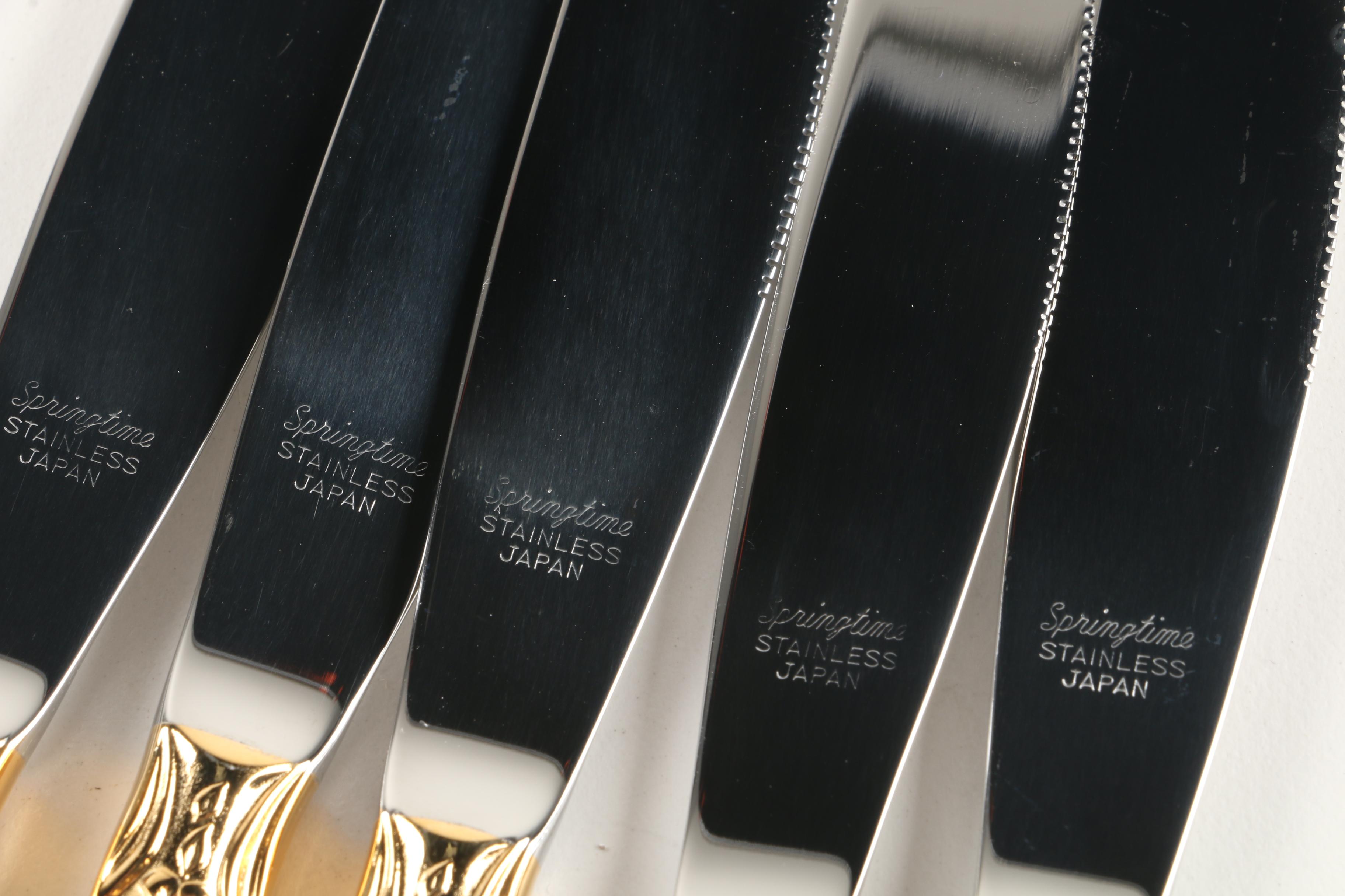 24K Gold Plated "Springtime" Stainless Steel Flatware Set