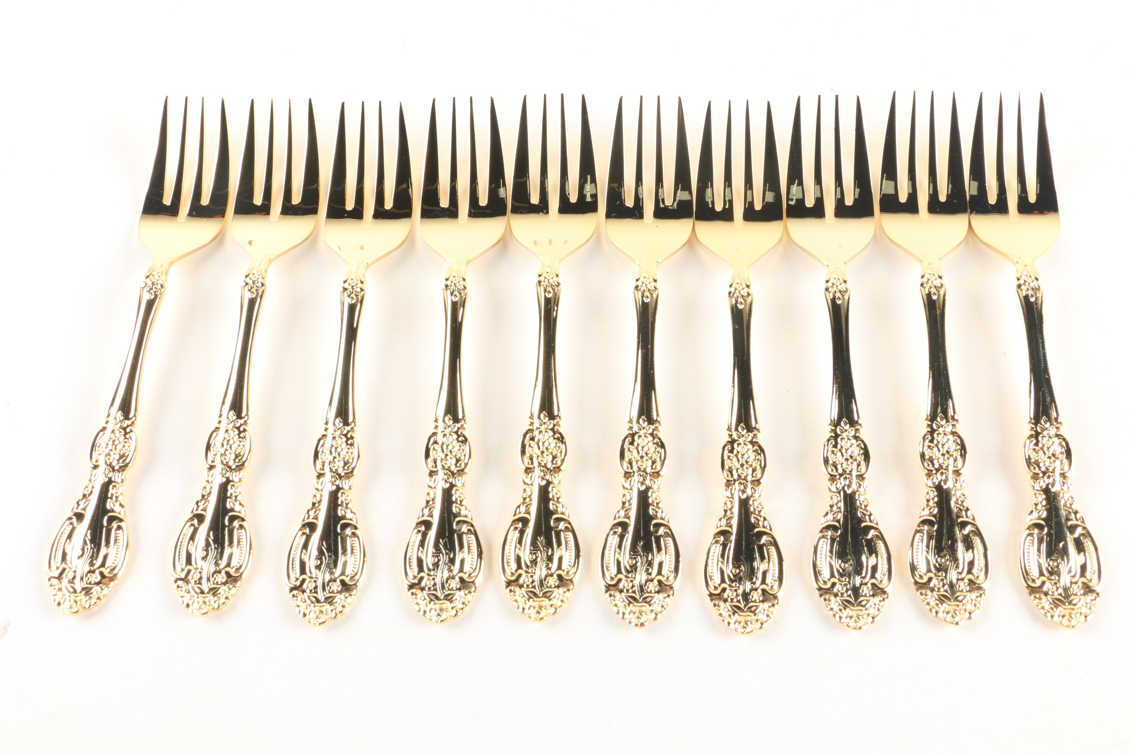 24K Gold Plated "Springtime" Stainless Steel Flatware Set