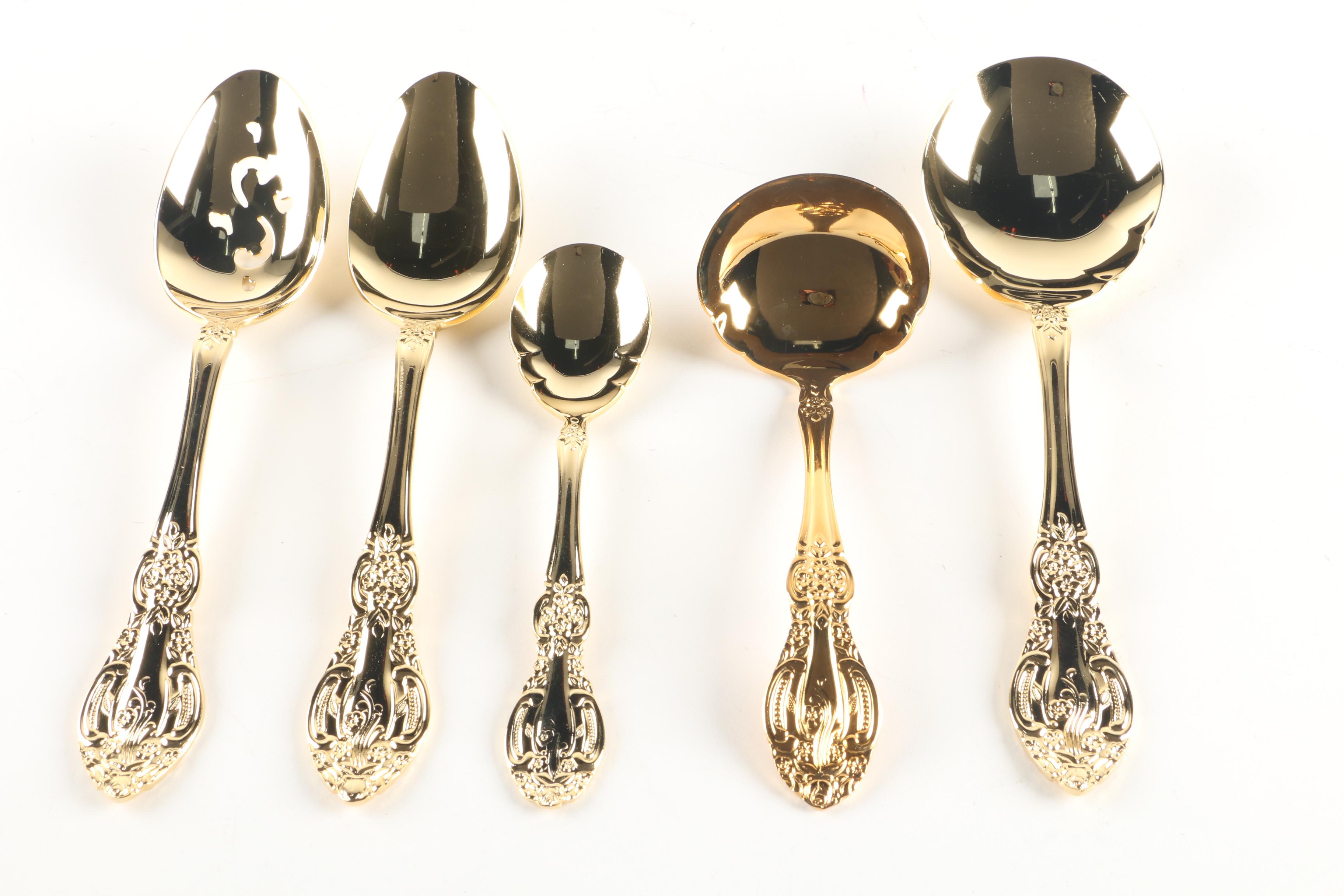 24K Gold Plated "Springtime" Stainless Steel Flatware Set