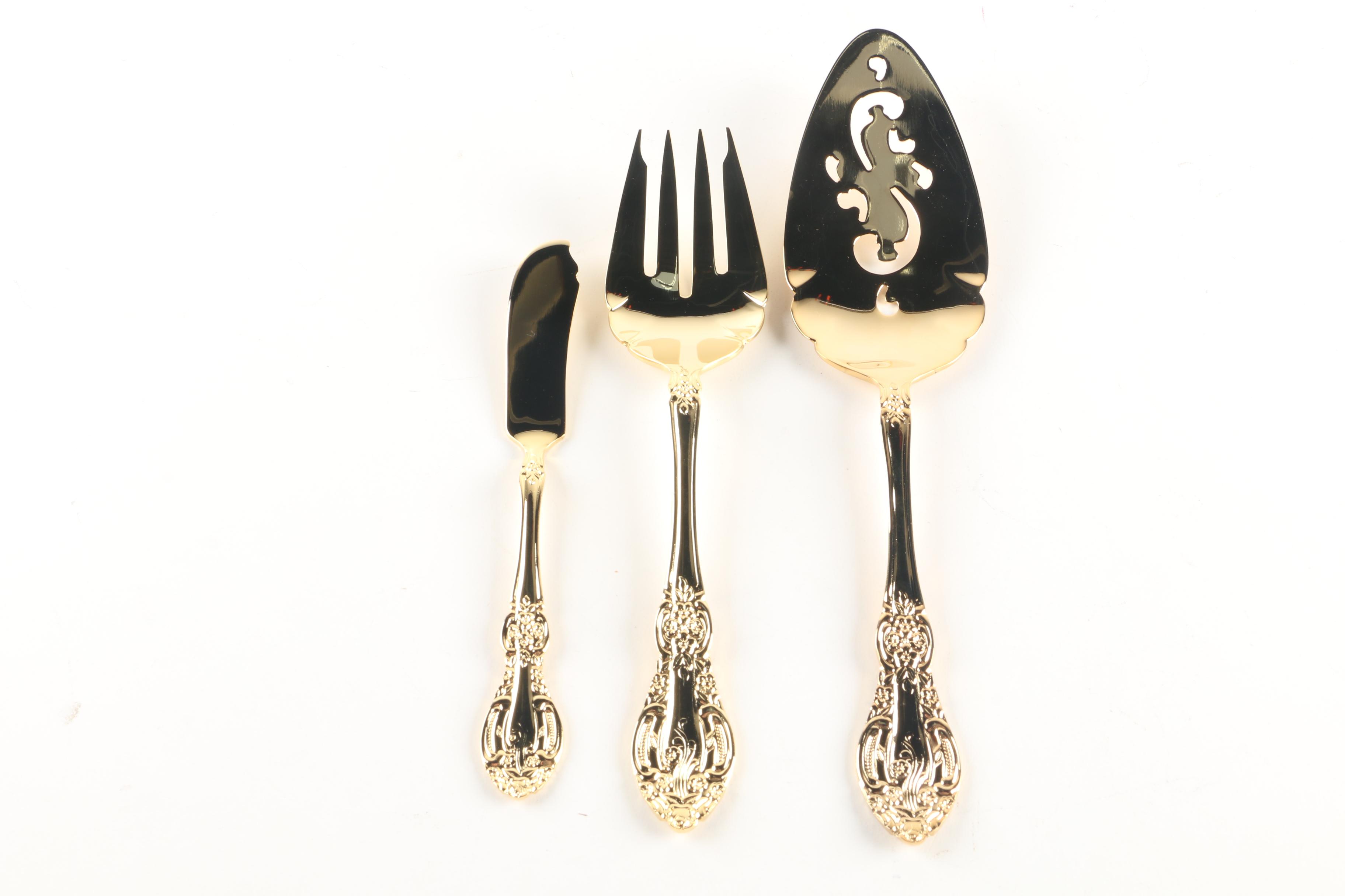 24K Gold Plated "Springtime" Stainless Steel Flatware Set