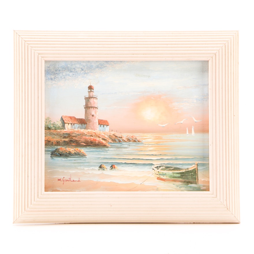 M. Gartland Oil Painting on Canvas of Lighthouse