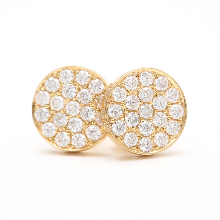 18K Yellow Gold Diamond Earrings