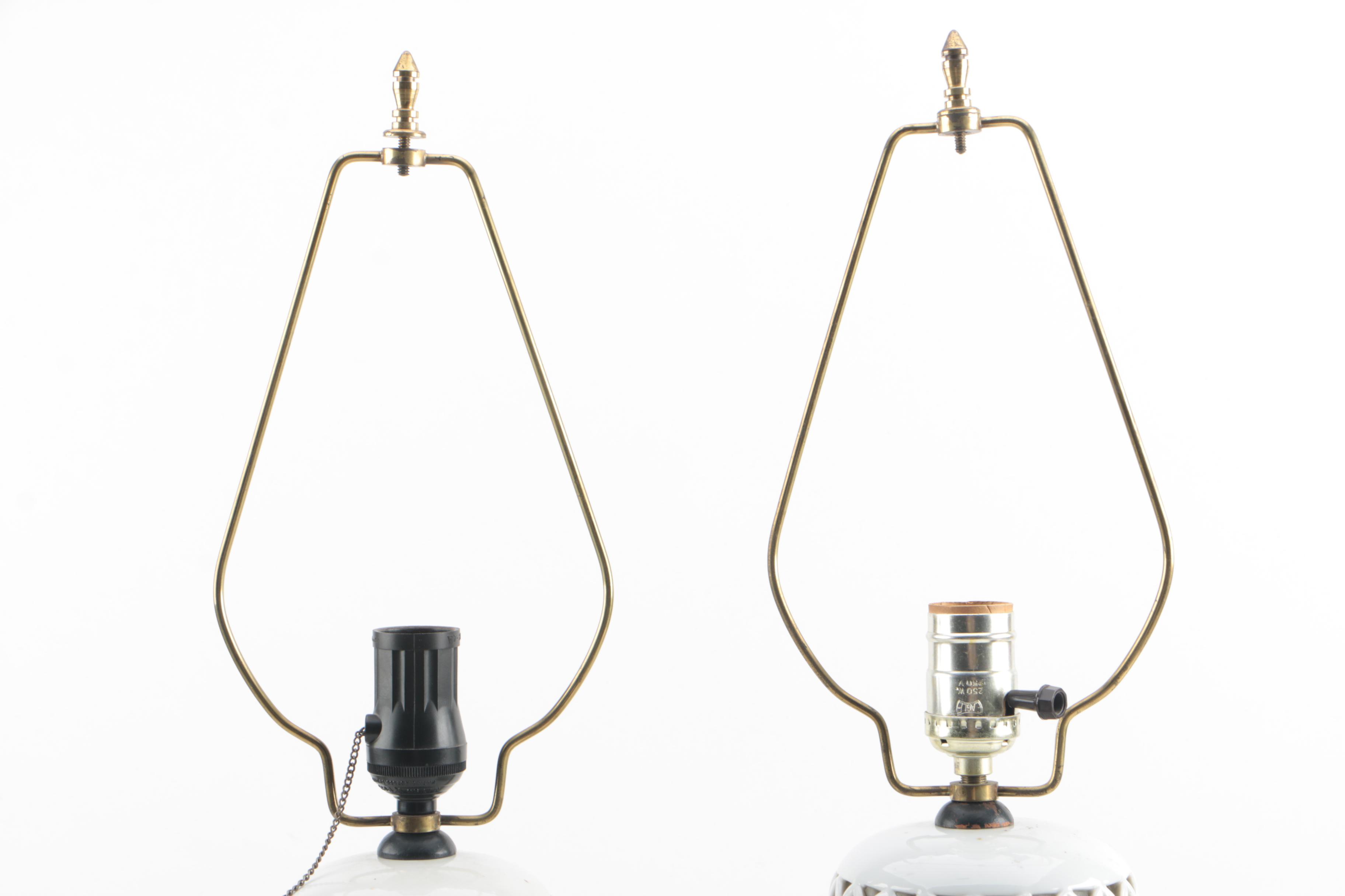 Vintage Seyei Reticulated Fine China Table Lamps