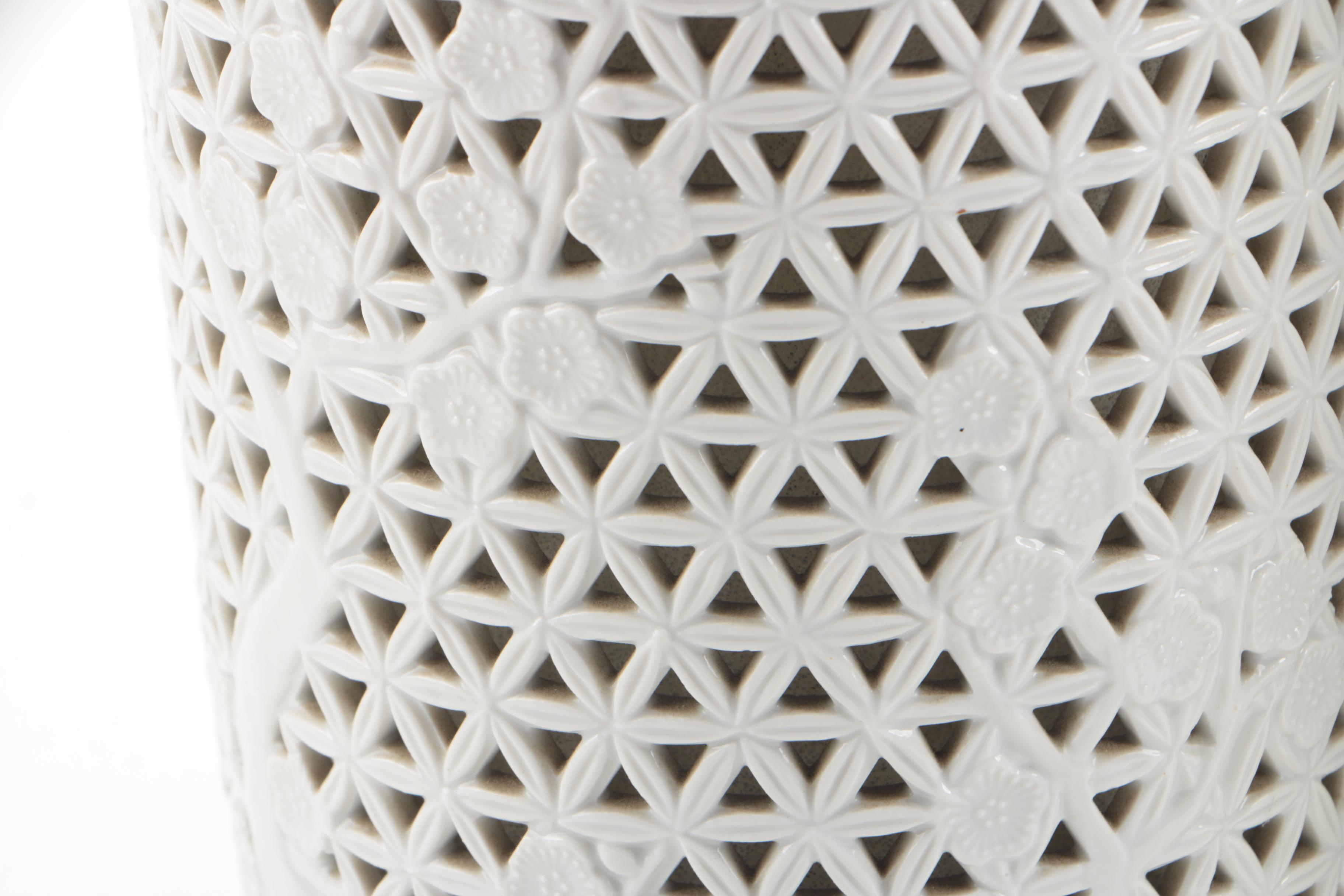 Vintage Seyei Reticulated Fine China Table Lamps