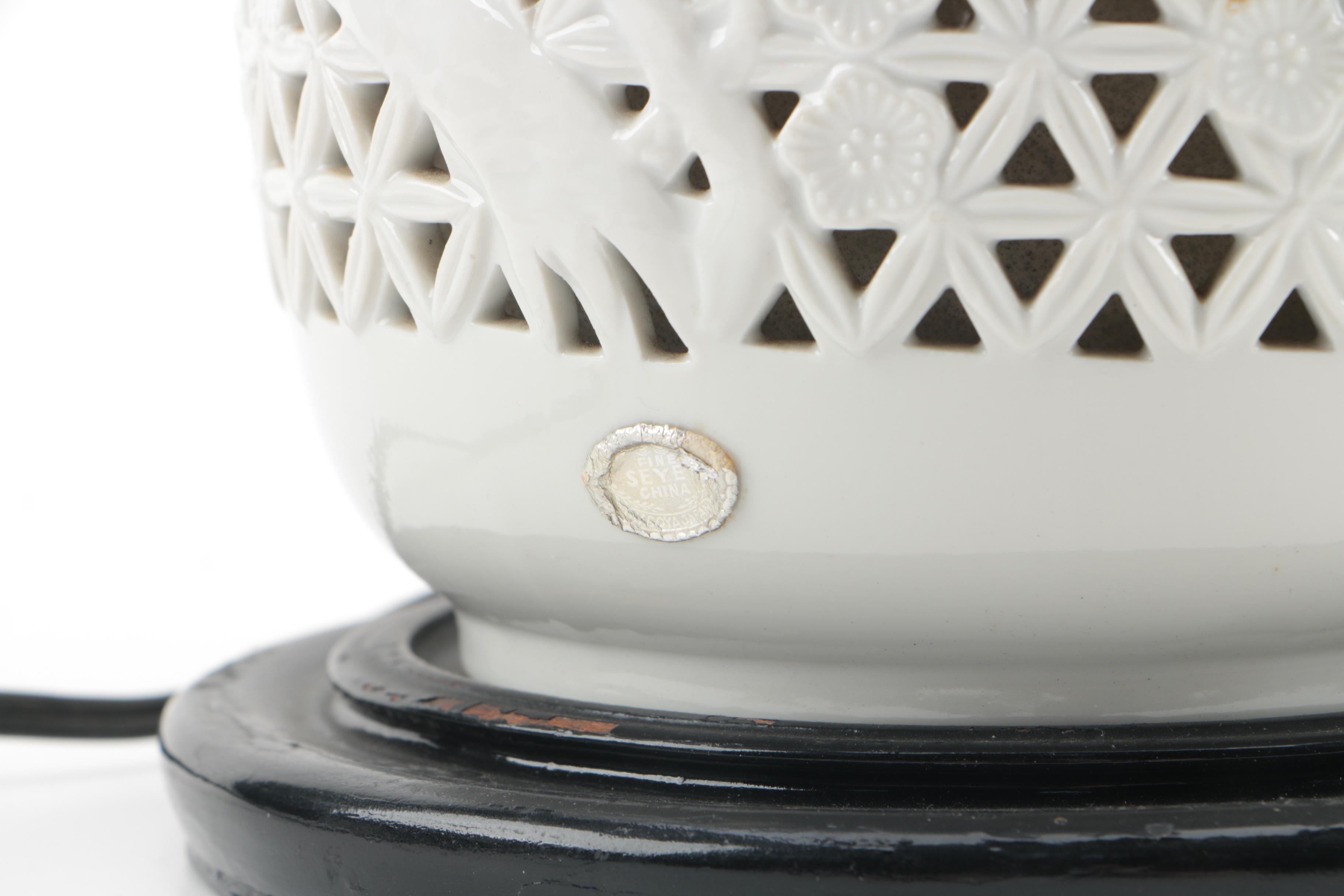 Vintage Seyei Reticulated Fine China Table Lamps
