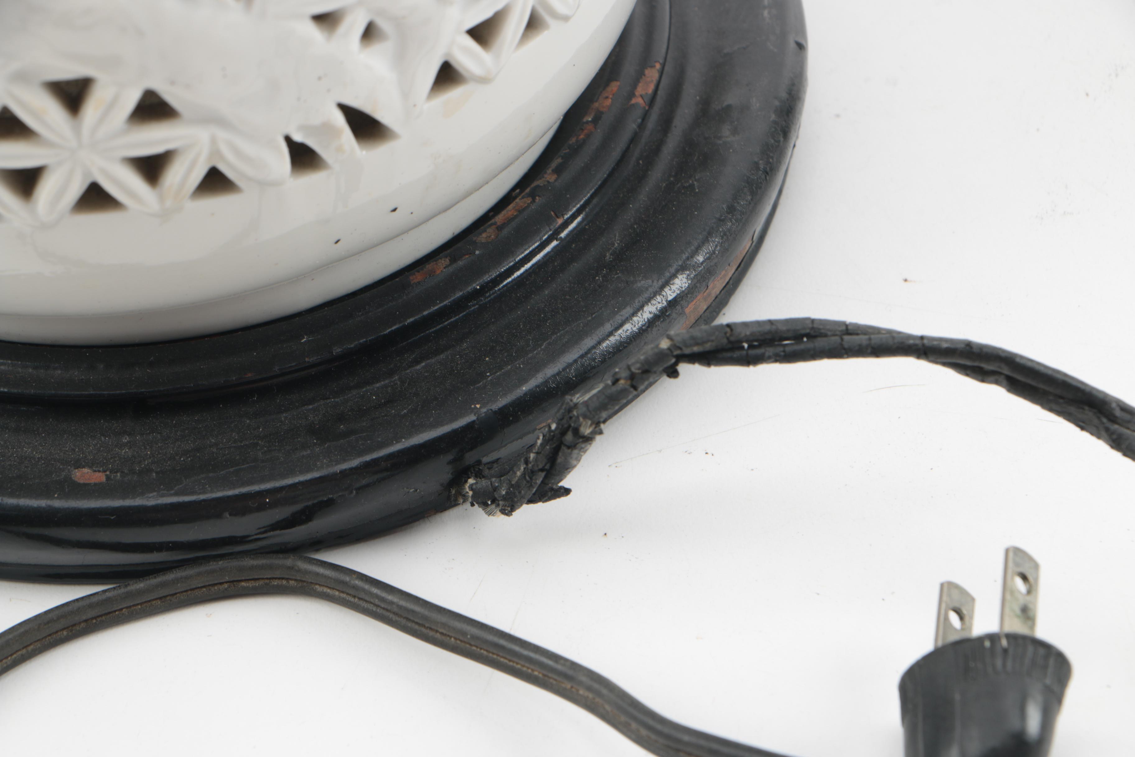 Vintage Seyei Reticulated Fine China Table Lamps