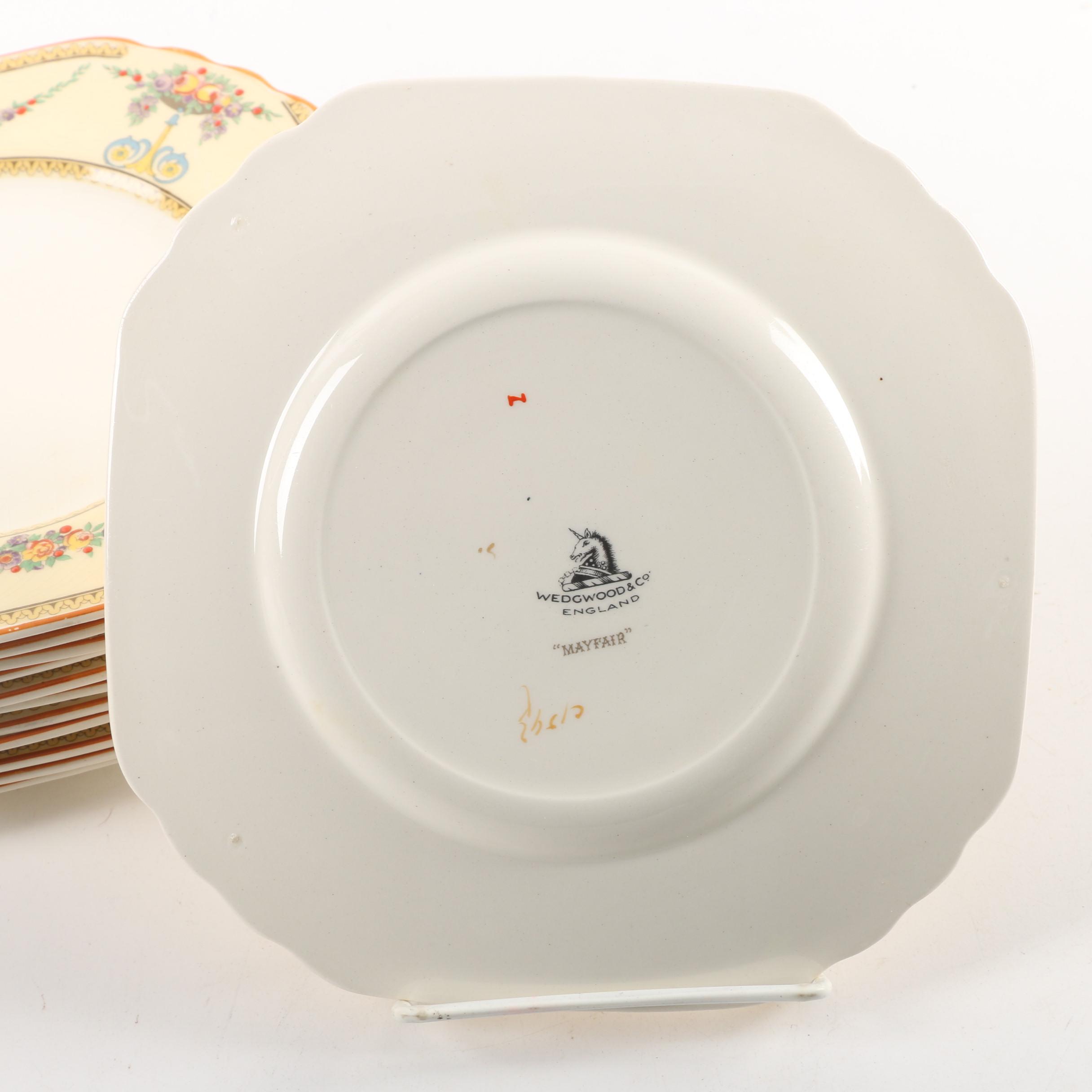 Vintage Wedgwood & Co. "Mayfair" Square Jeweled Tableware