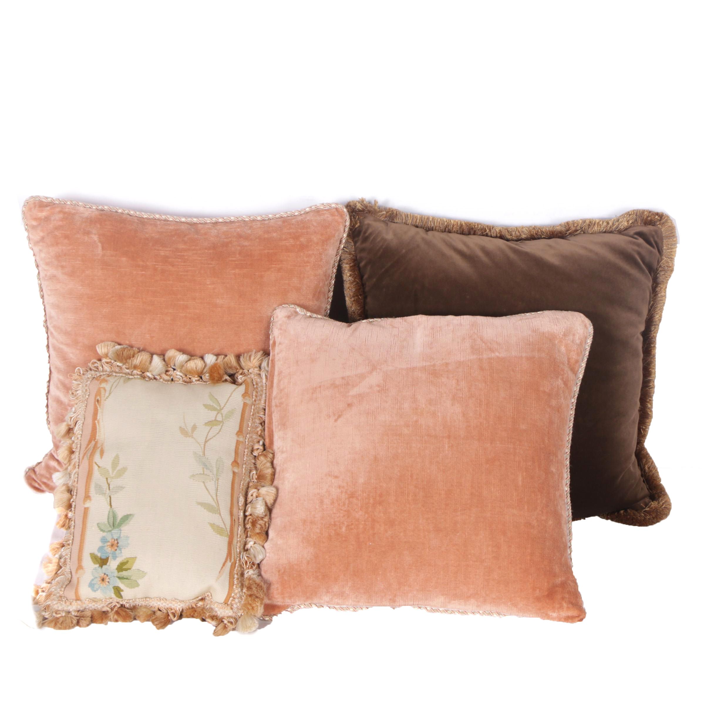 Vintage Throw Pillows with Decorative Trim