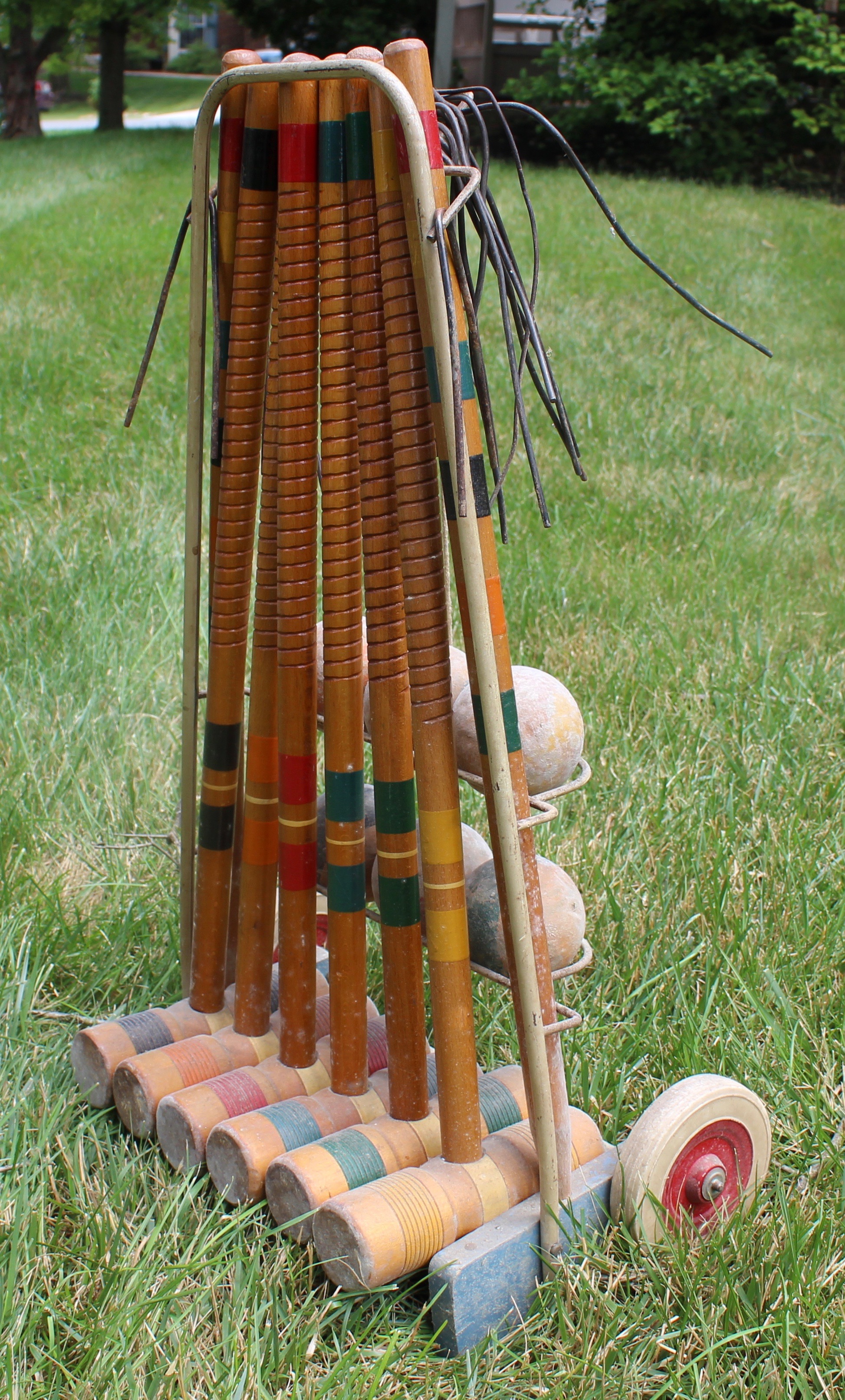 Vintage Wooden Croquet Set and Outdoor Chairs