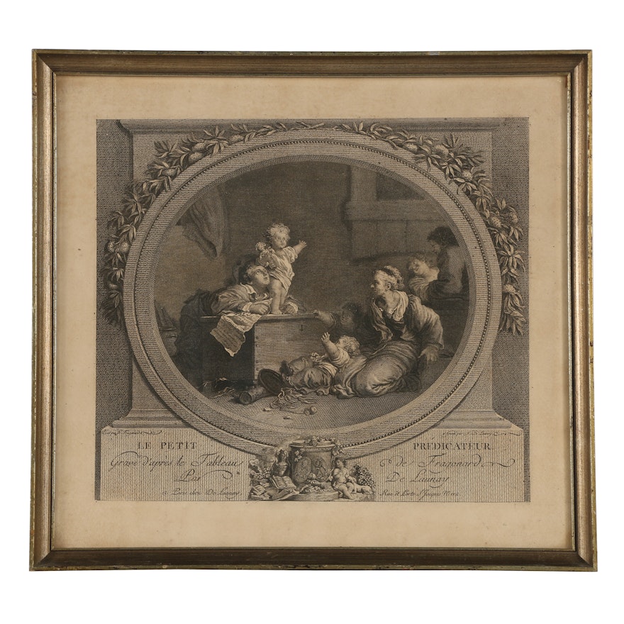 19th Century Engraving after Nicolas de Launay "Le Petit Prédicateur"