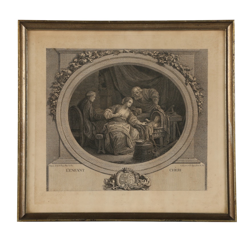 Reproduction Engraving after Nicholas de Launay "L'Enfant Chèri"