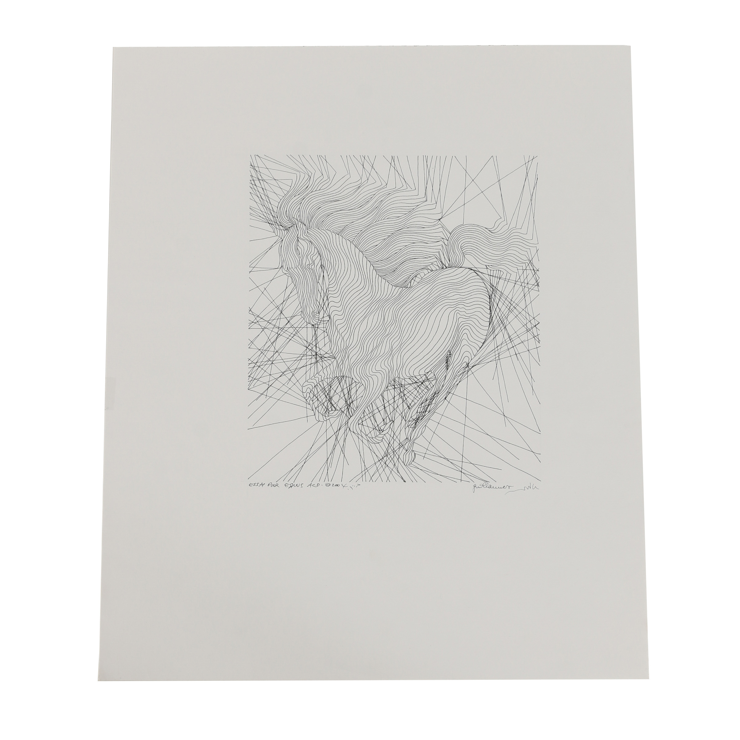 Guillaume Azoulay Ink Drawing "Essai pour Equus ACD"