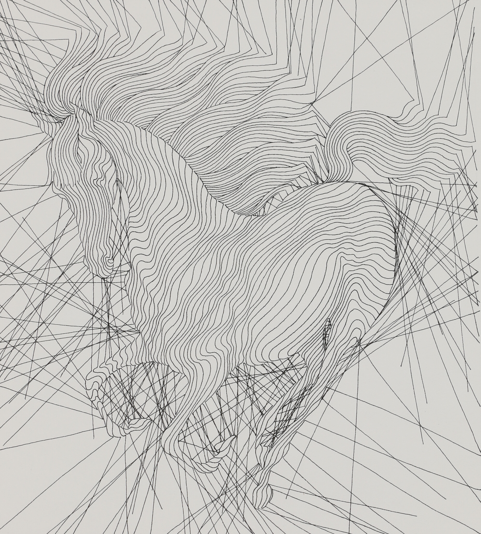 Guillaume Azoulay Ink Drawing "Essai pour Equus ACD"