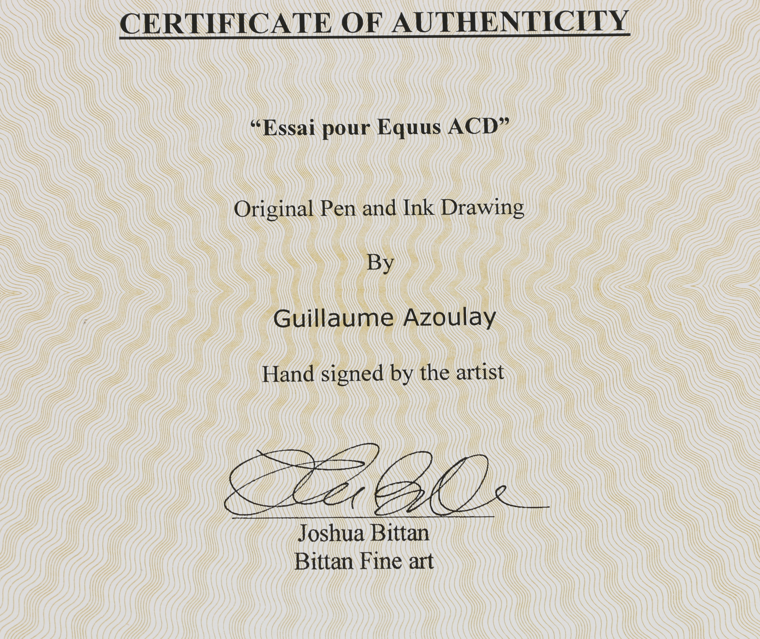 Guillaume Azoulay Ink Drawing "Essai pour Equus ACD"