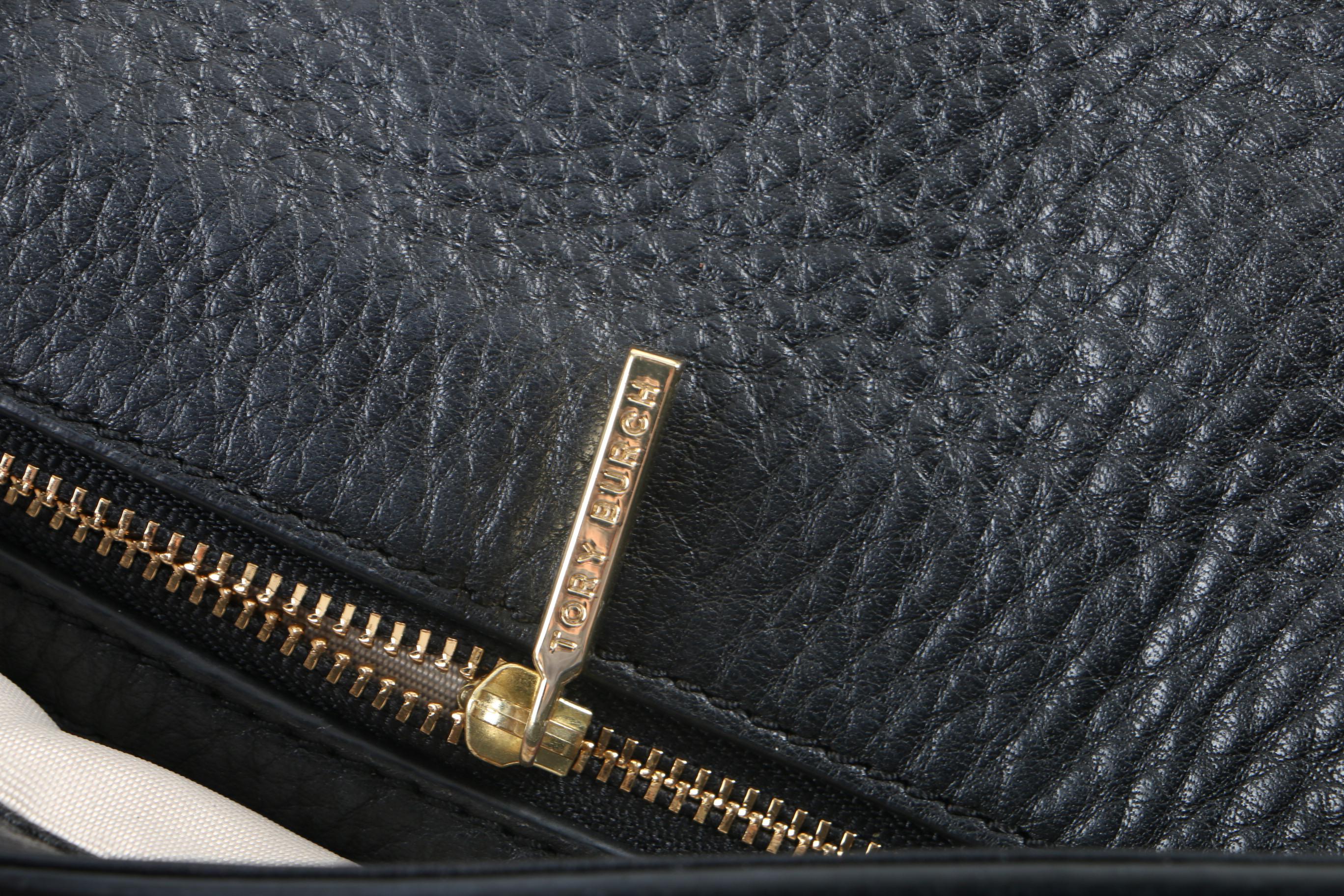 Tory Burch Black Pebbled Leather Crossbody Bag