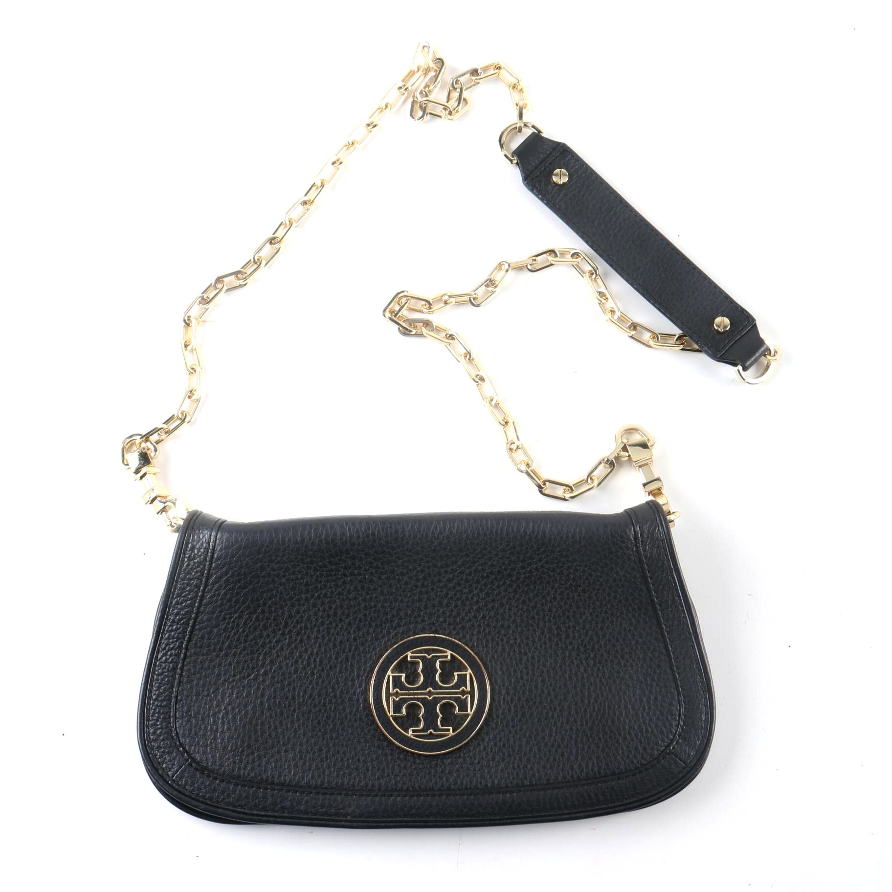 Tory Burch Black Pebbled Leather Crossbody Bag