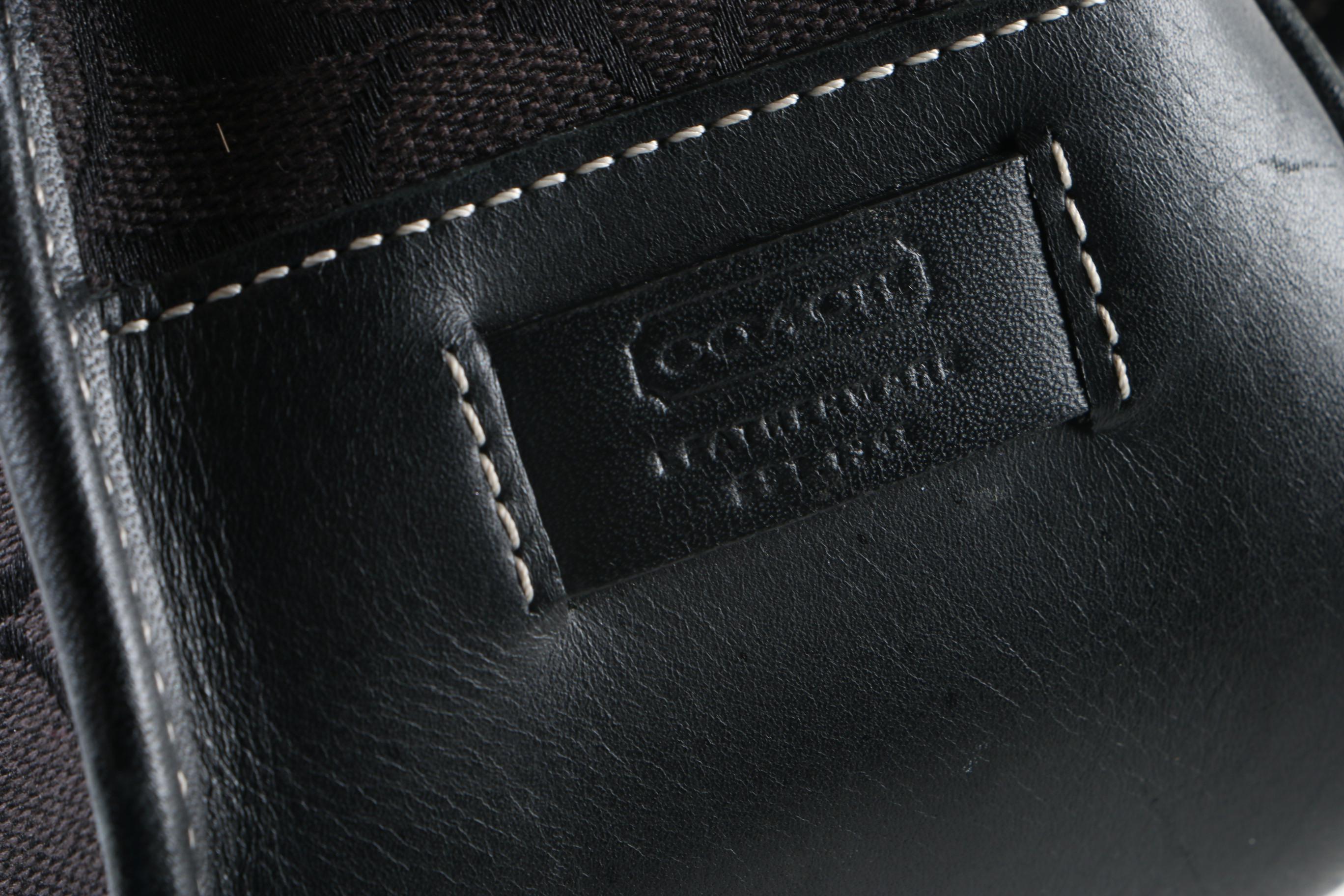 Coach Signature Black Canvas and Leather Saddle Bag