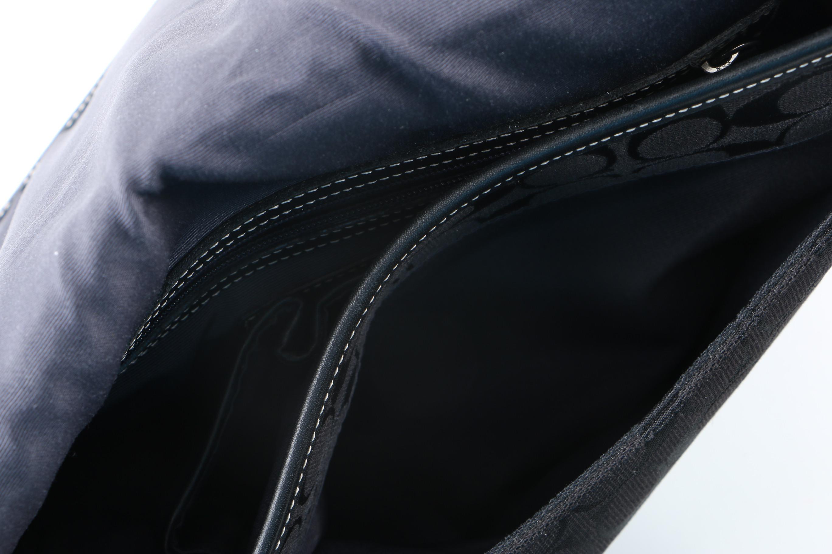 Coach Signature Black Canvas and Leather Saddle Bag