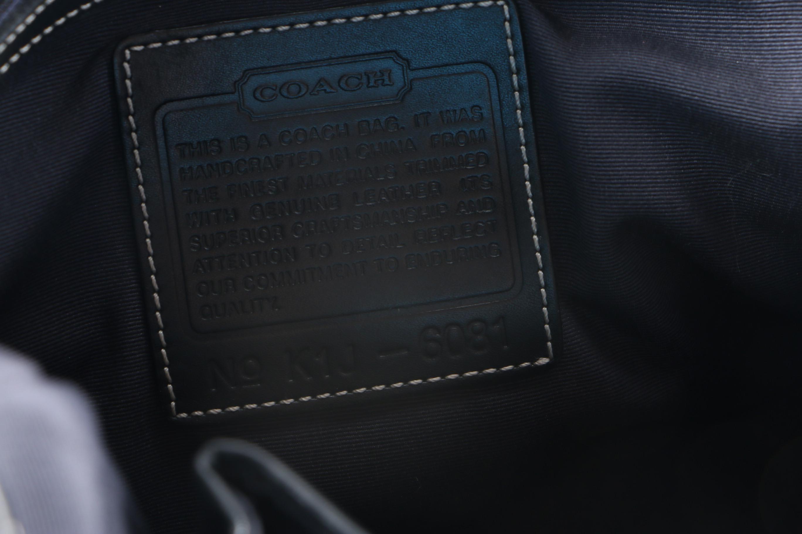 Coach Signature Black Canvas and Leather Saddle Bag