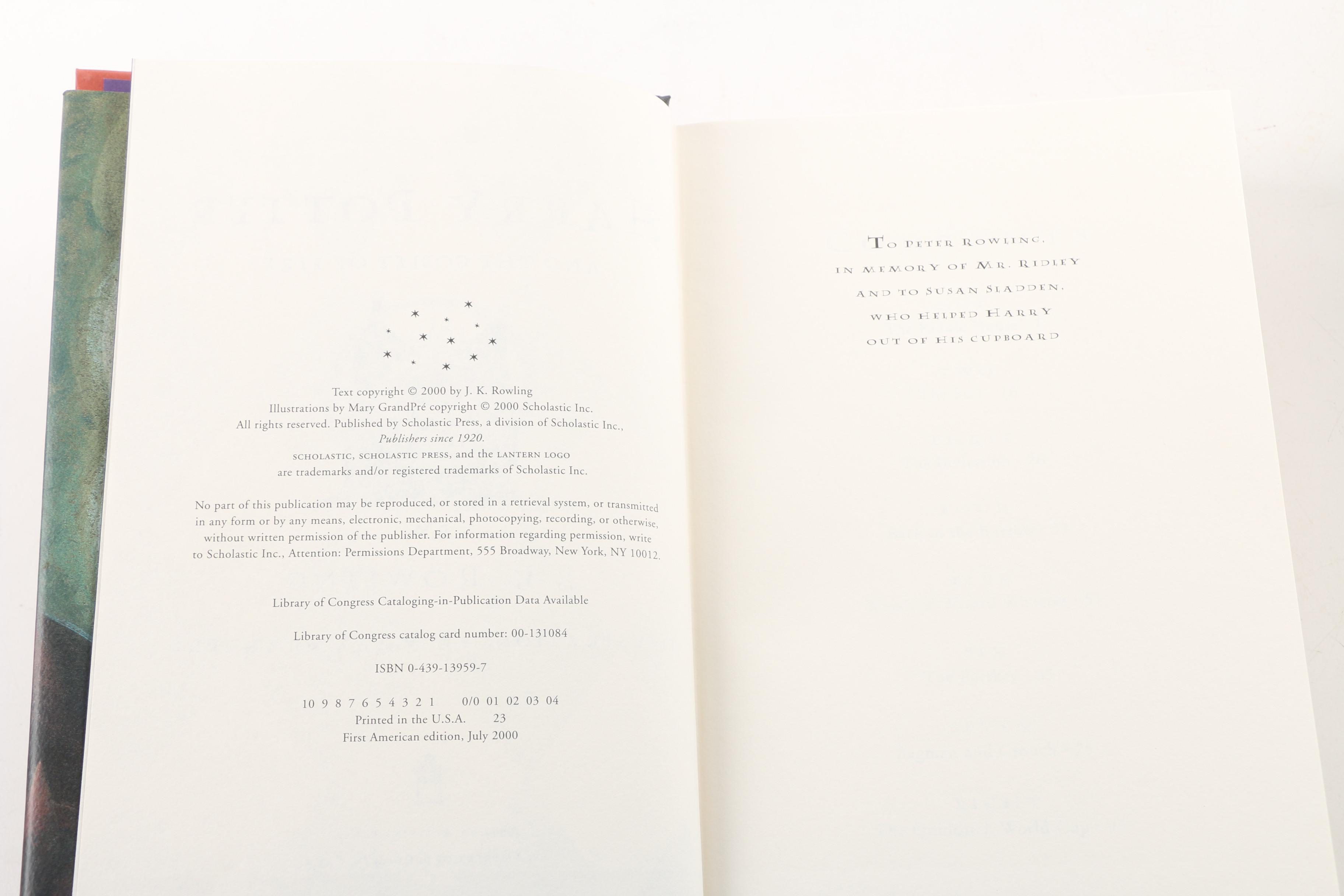 Hardcover "Harry Potter" Books by J.K. Rowling Including First American Editions