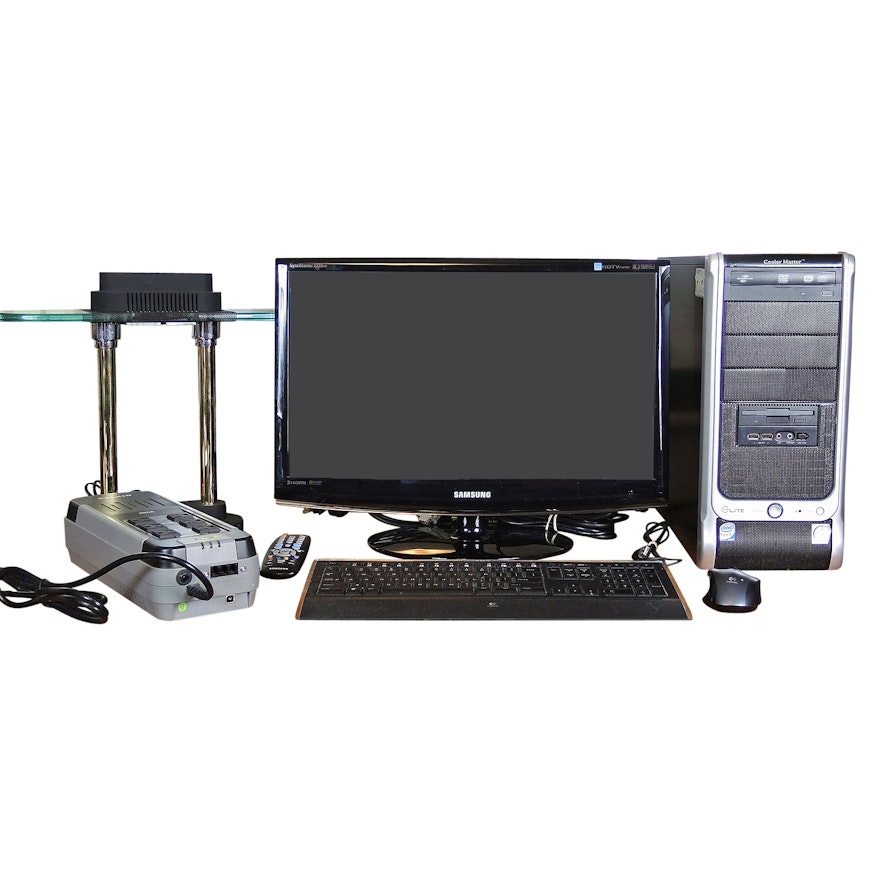 Desktop Computer, Samsung TV Monitor and Accessories