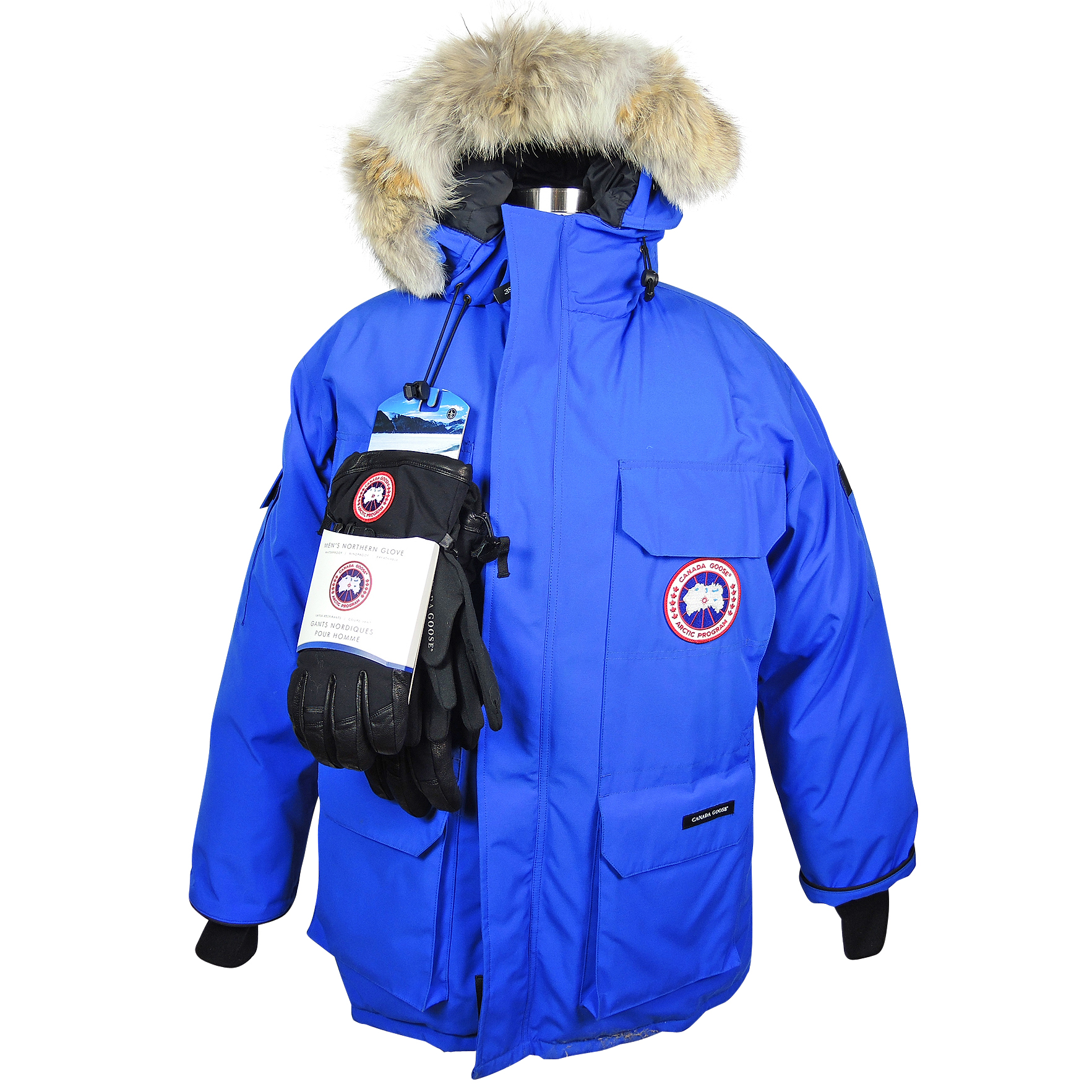 Men's Canada Blue Goose Down Expedition Parka with New Gloves