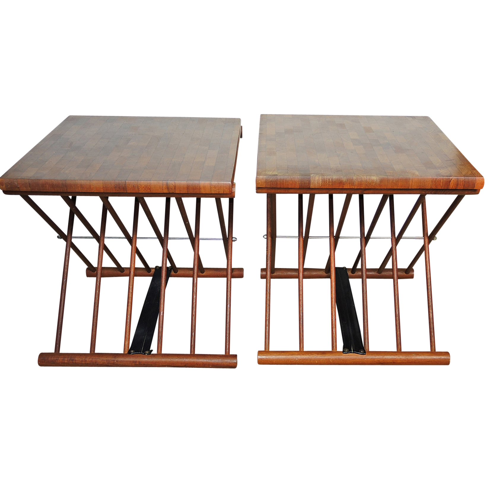 Vintage Danish Modern Style Mandalay Teak Folding Side Tables